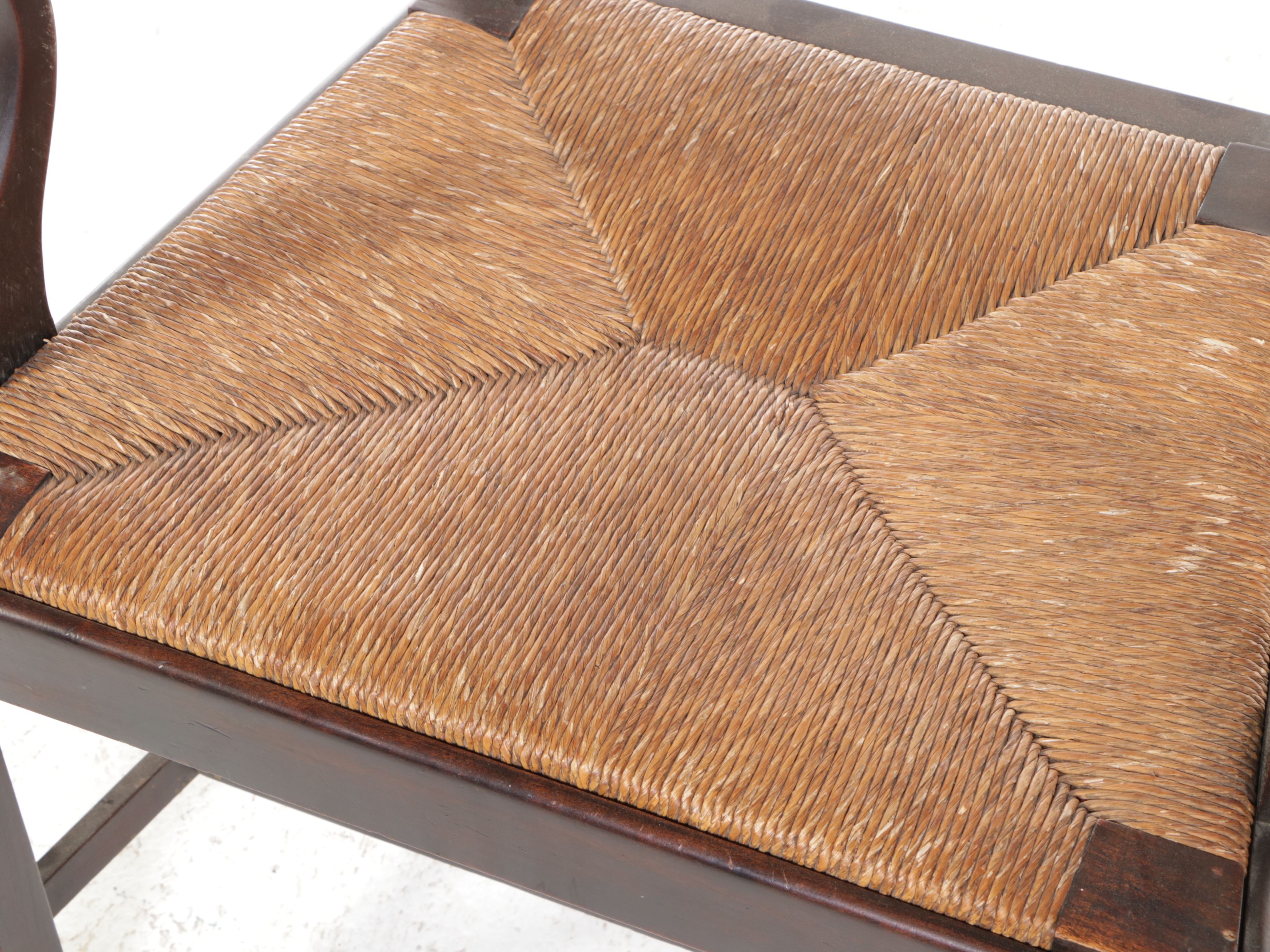 Chippendale Style Ribbon Back Armchair with Rush Seat