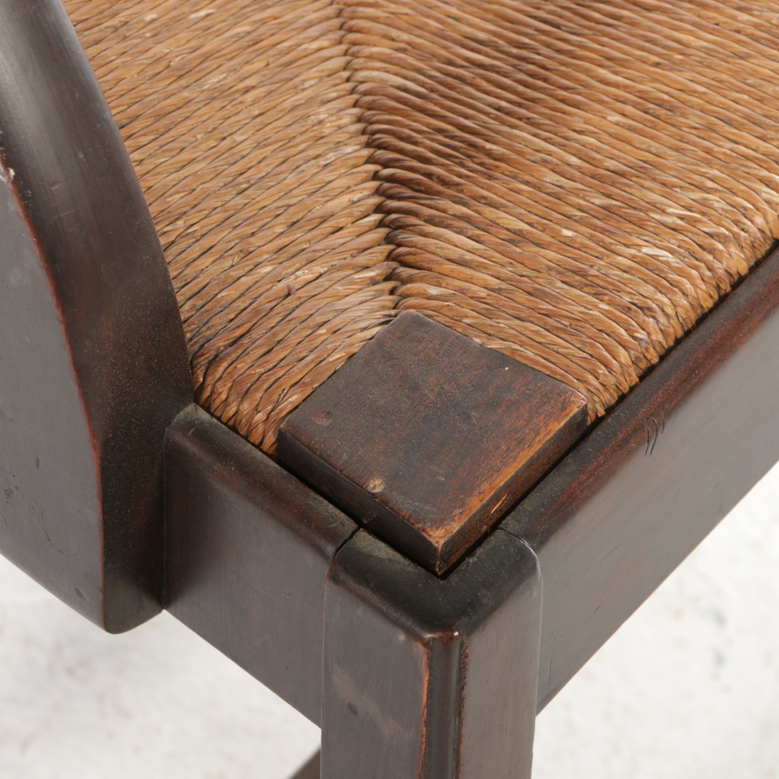 Chippendale Style Ribbon Back Armchair with Rush Seat