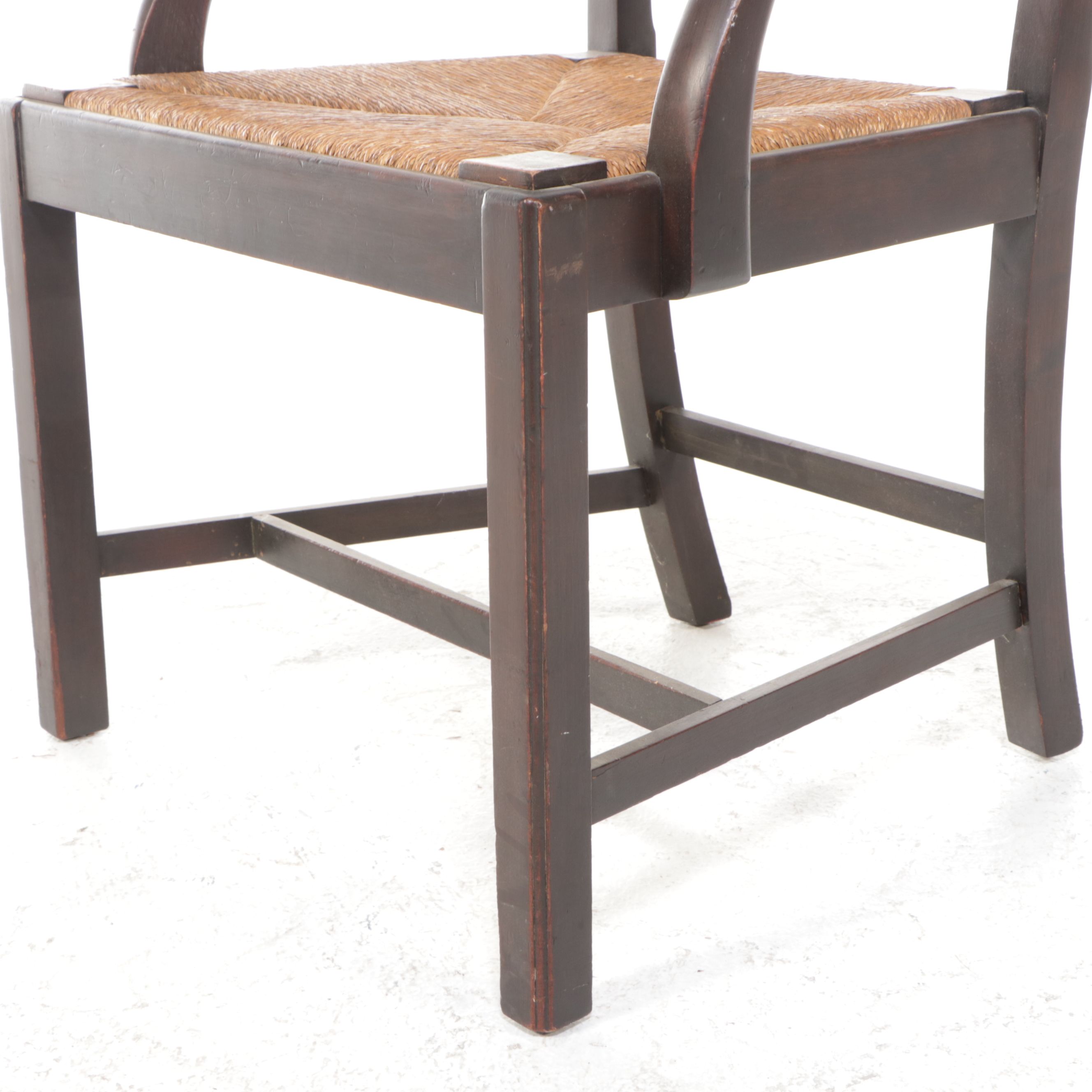 Chippendale Style Ribbon Back Armchair with Rush Seat