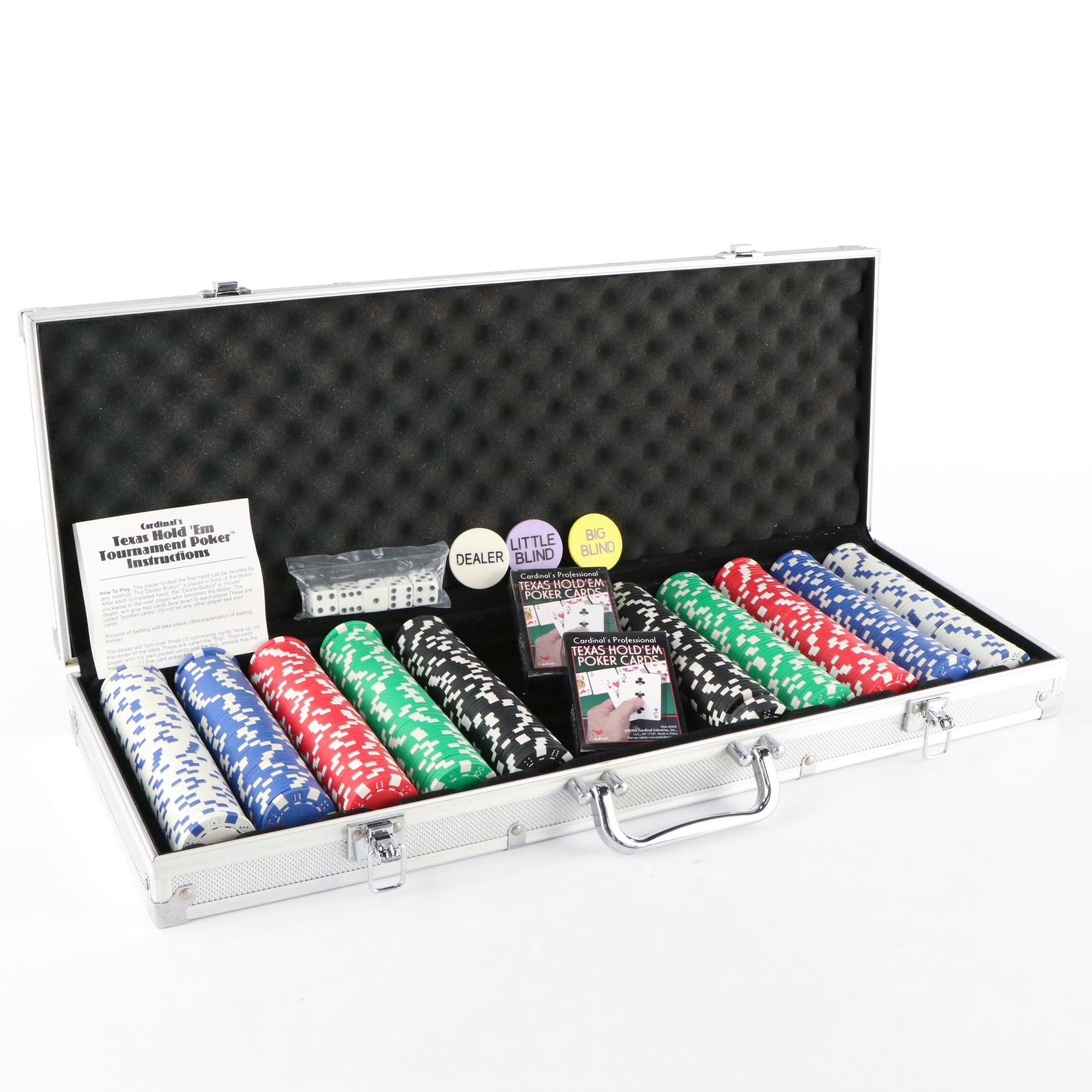 Cardinal's Texas Hold 'Em Poker Set With Deck of Cards, Chips, Buttons & Dice