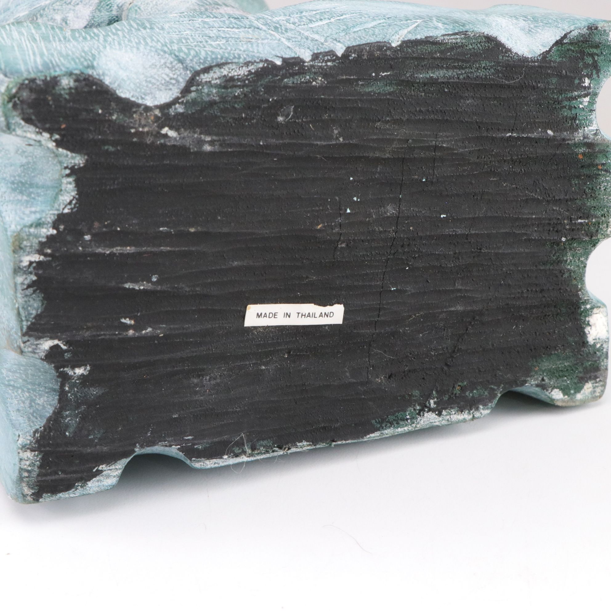 Hand-Carved Wooden Blue Heron Figure in Teal and Pink Hues