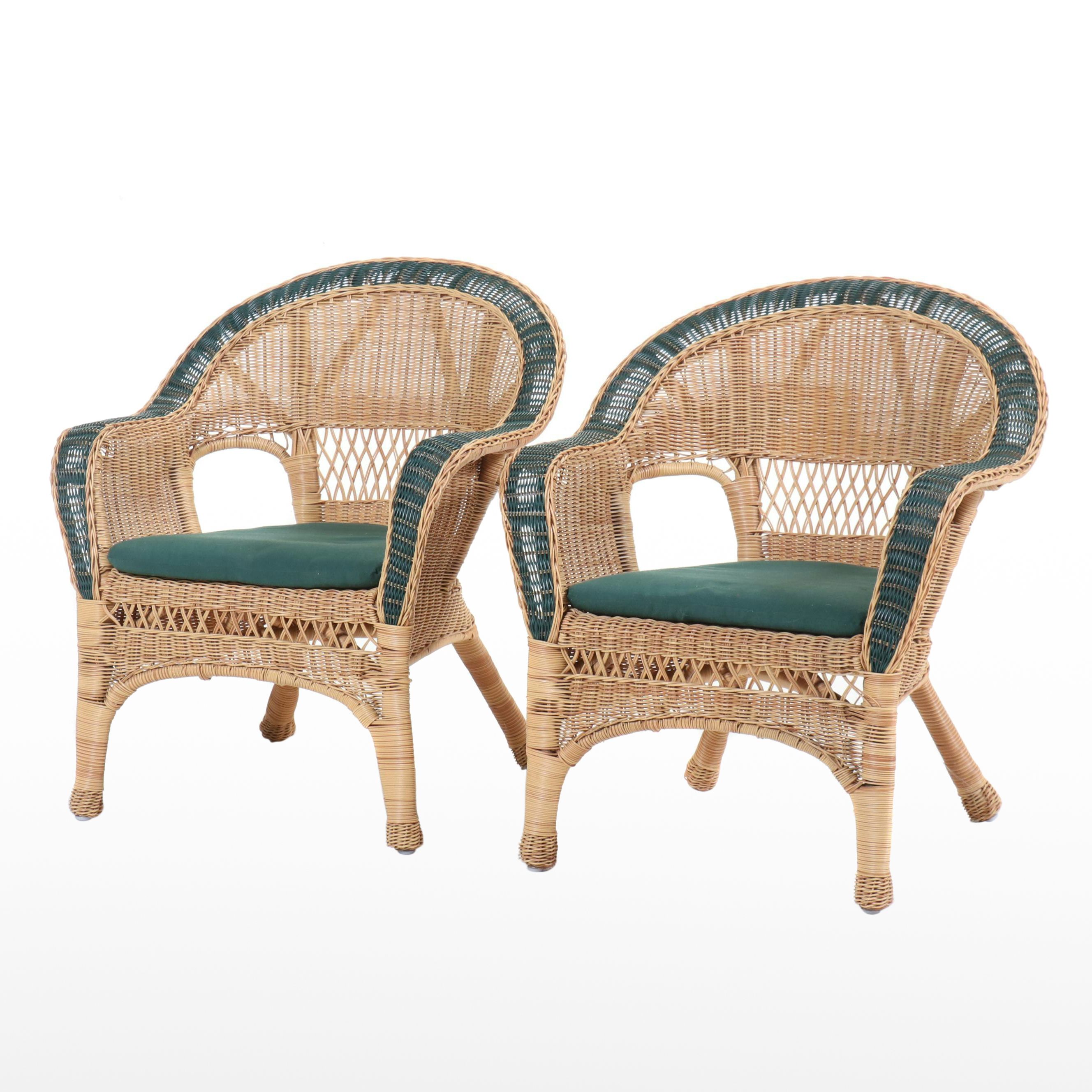 Pair of Resin Wicker Armchairs