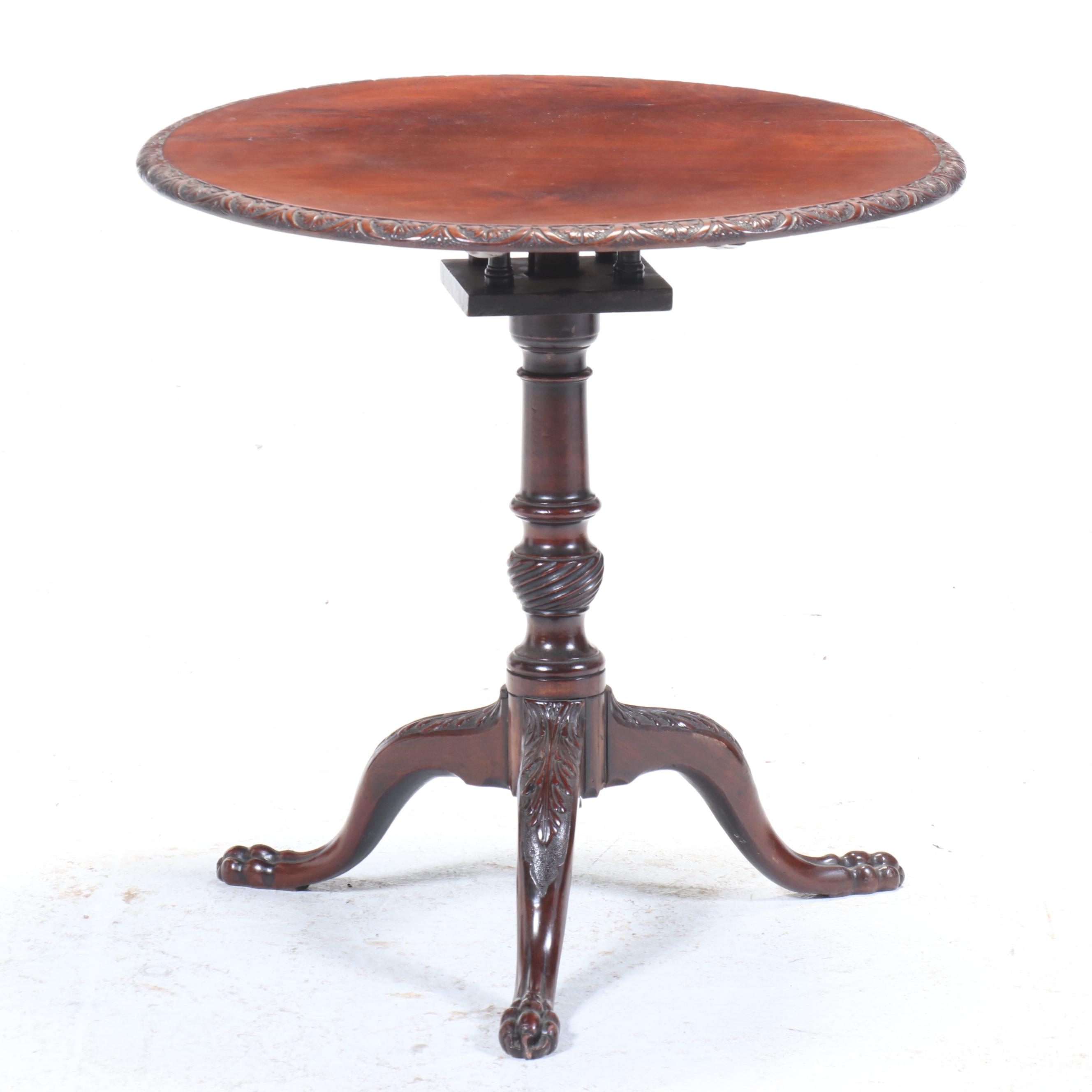 Chippendale Style Mahogany Tilt-Top Table, 20th Century