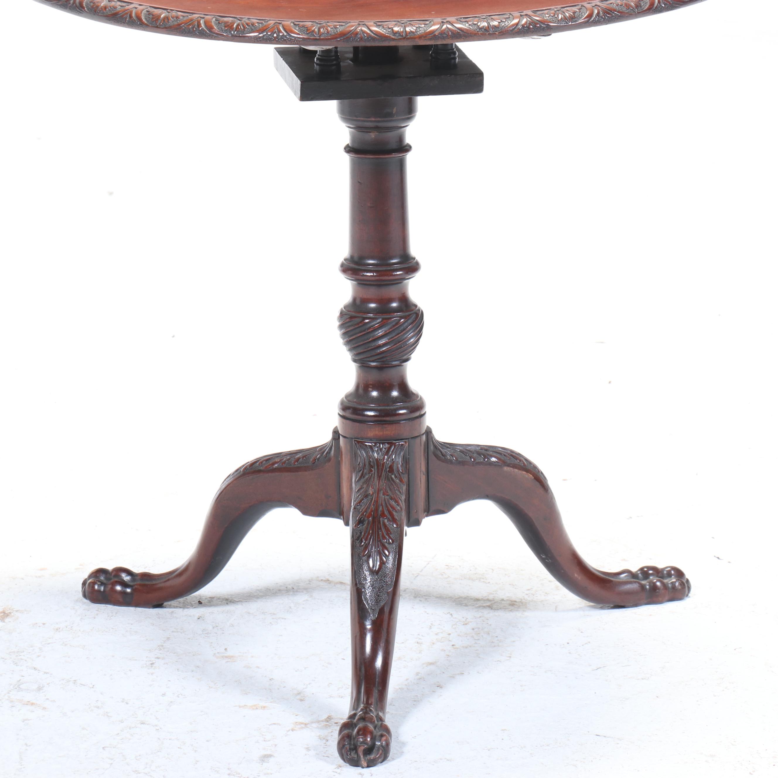 Chippendale Style Mahogany Tilt-Top Table, 20th Century