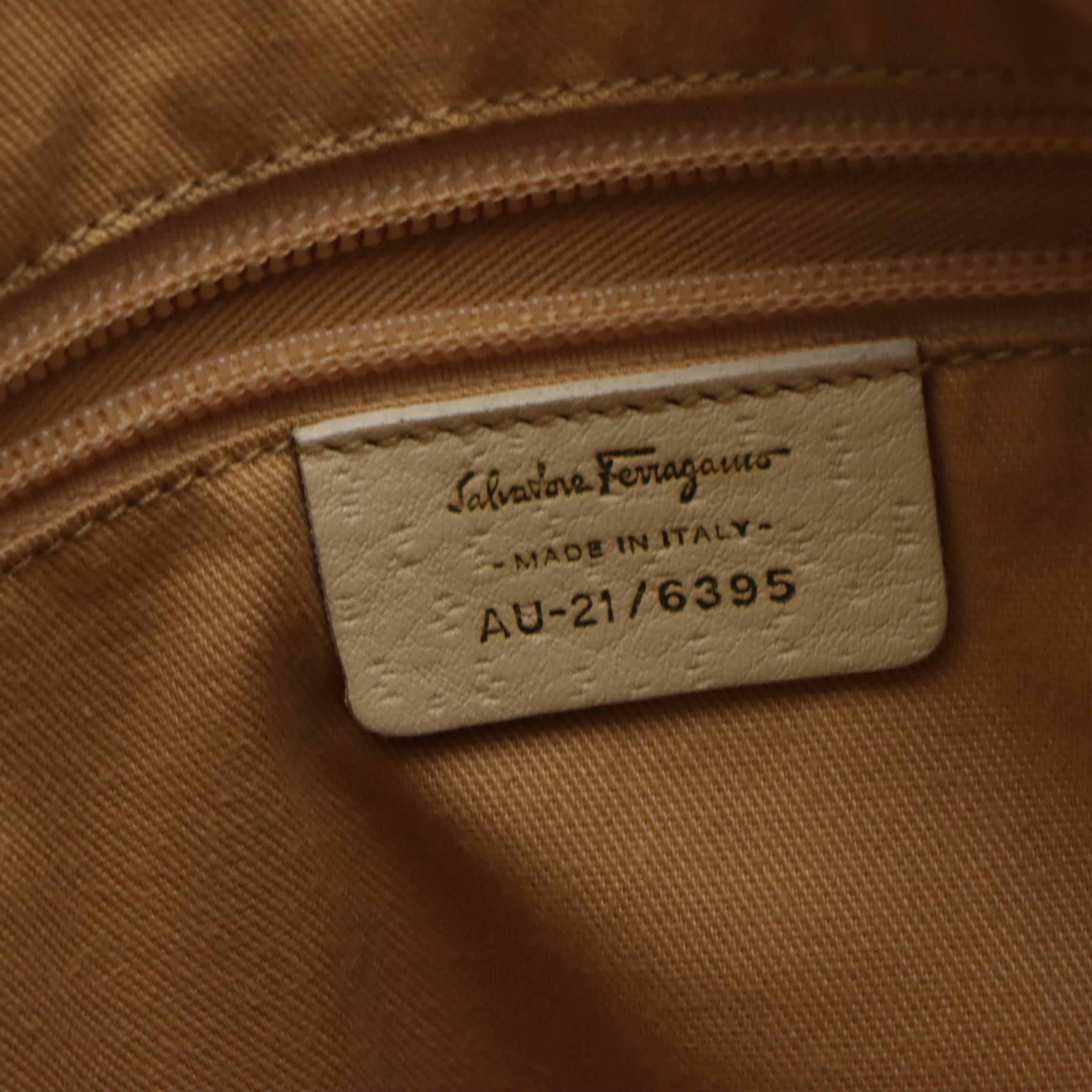 Salvatore Ferragamo Hobo Bag in Ivory White Leather