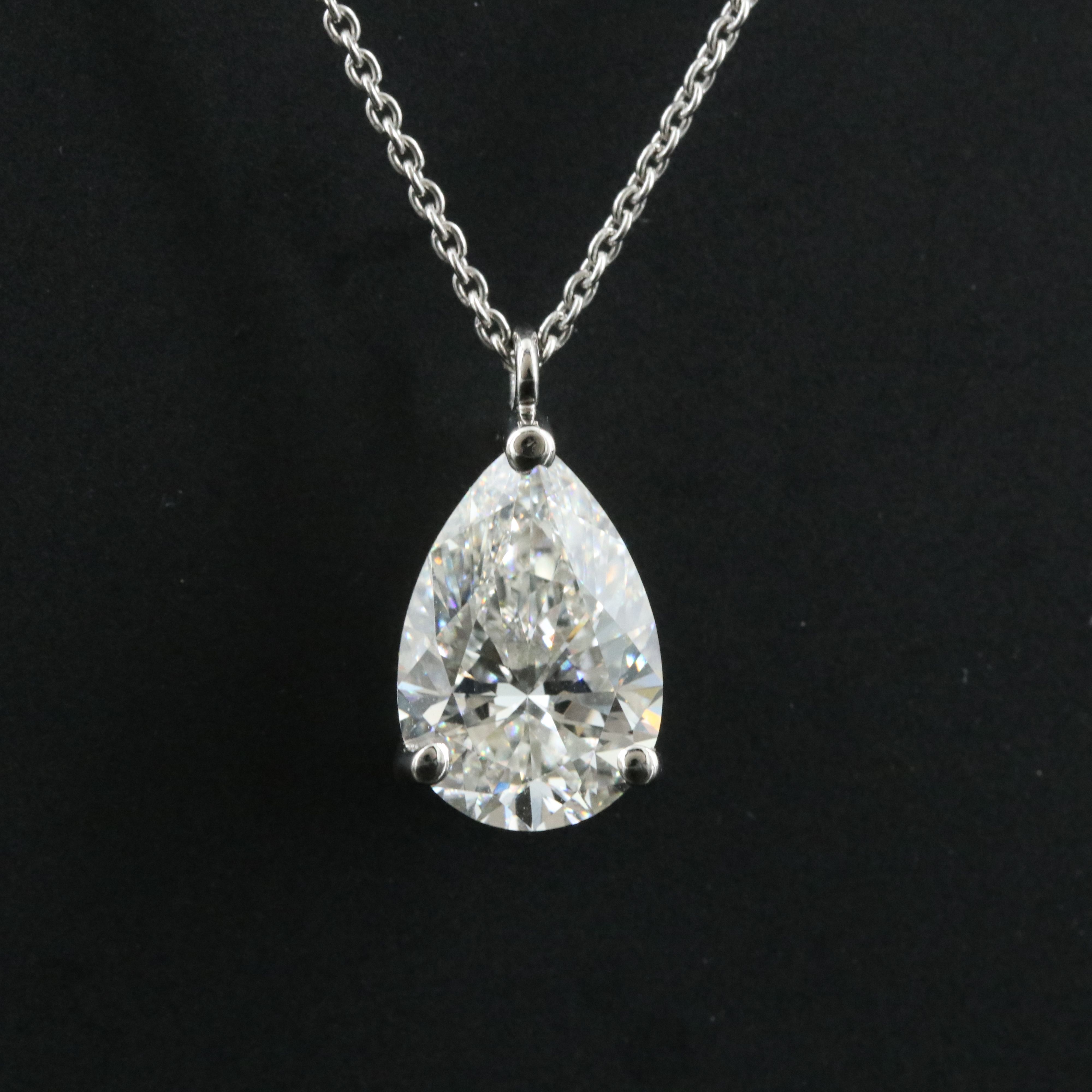 Platinum 3.02 CT Lab Grown Diamond Solitaire Necklace with IGI Report