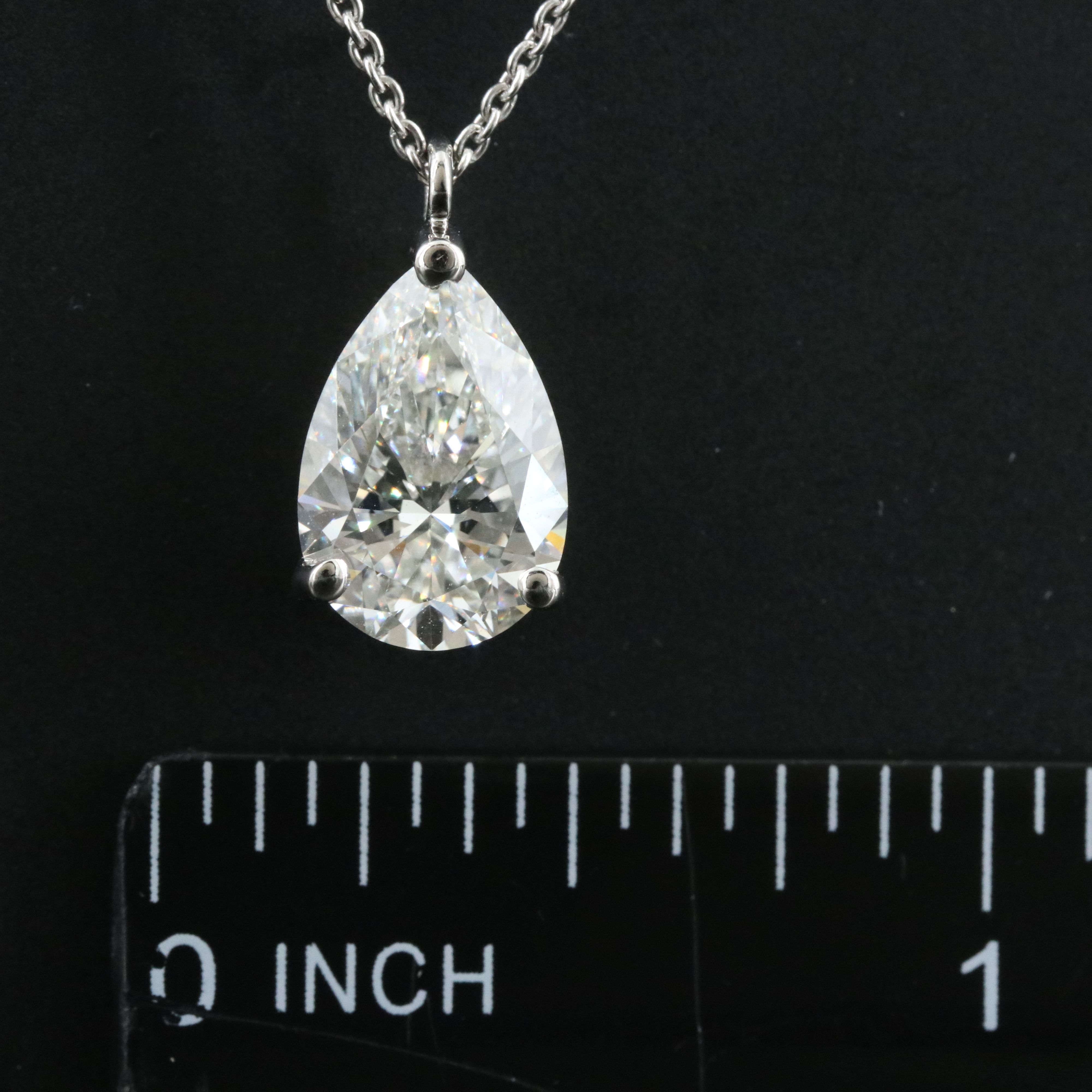 Platinum 3.02 CT Lab Grown Diamond Solitaire Necklace with IGI Report