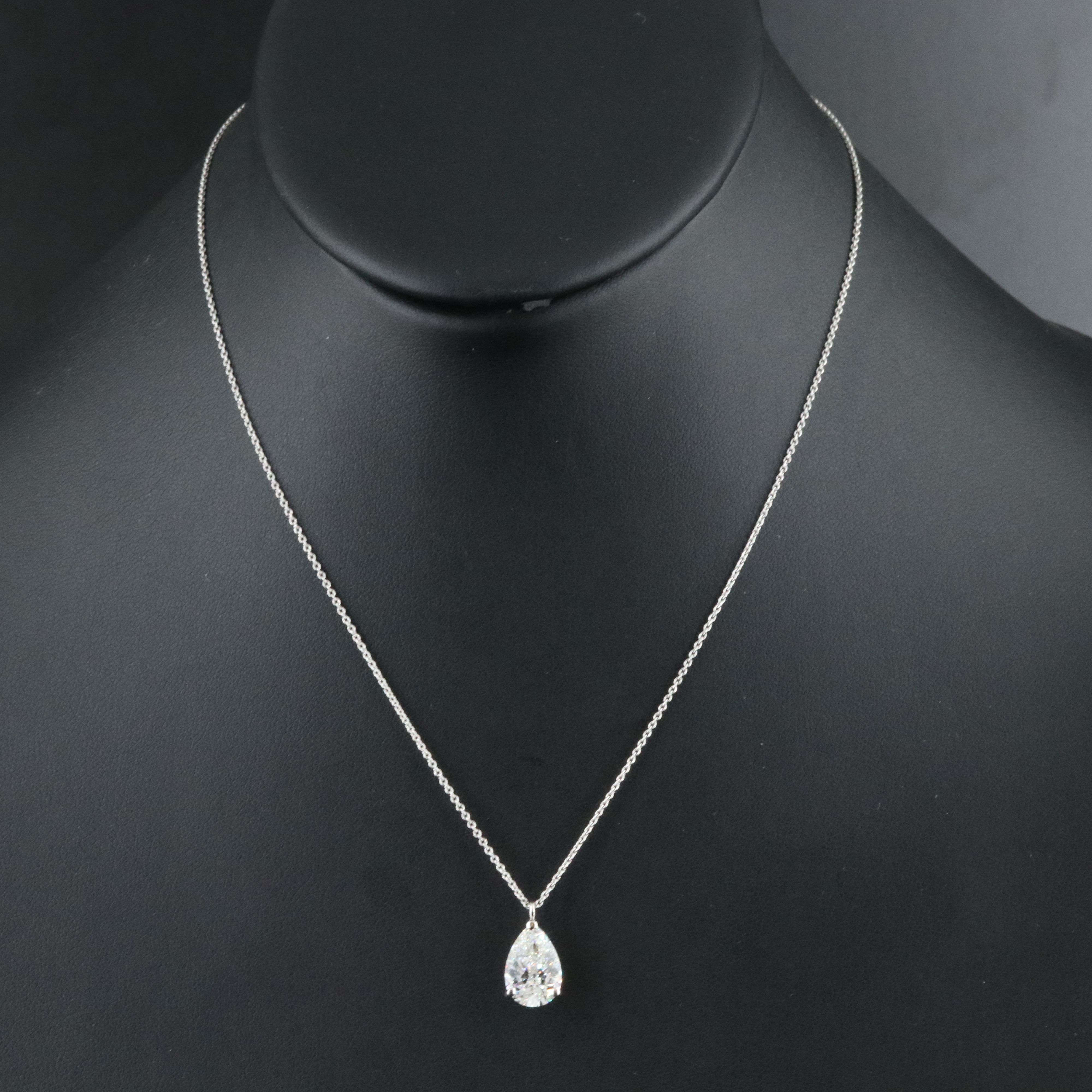 Platinum 3.02 CT Lab Grown Diamond Solitaire Necklace with IGI Report