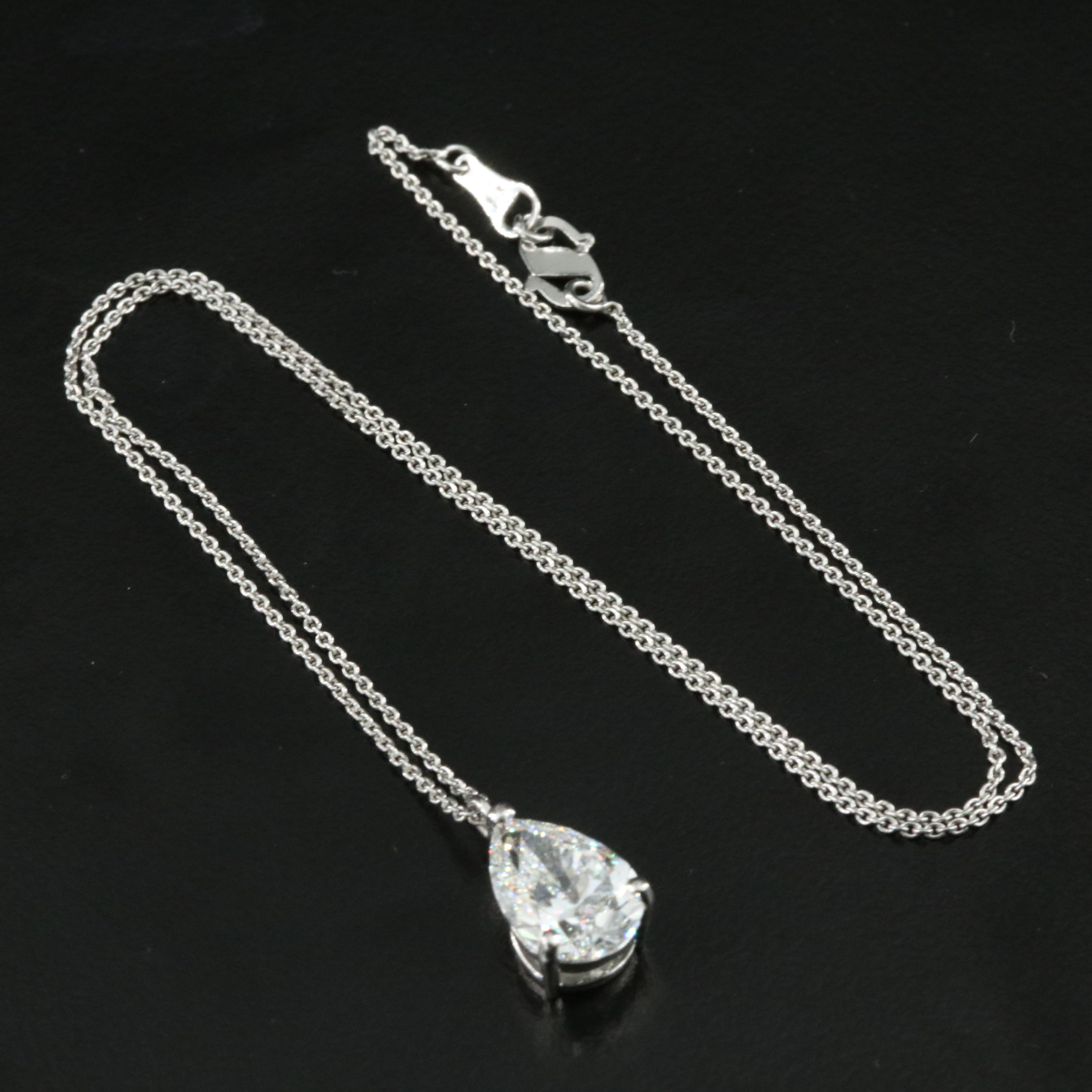 Platinum 3.02 CT Lab Grown Diamond Solitaire Necklace with IGI Report