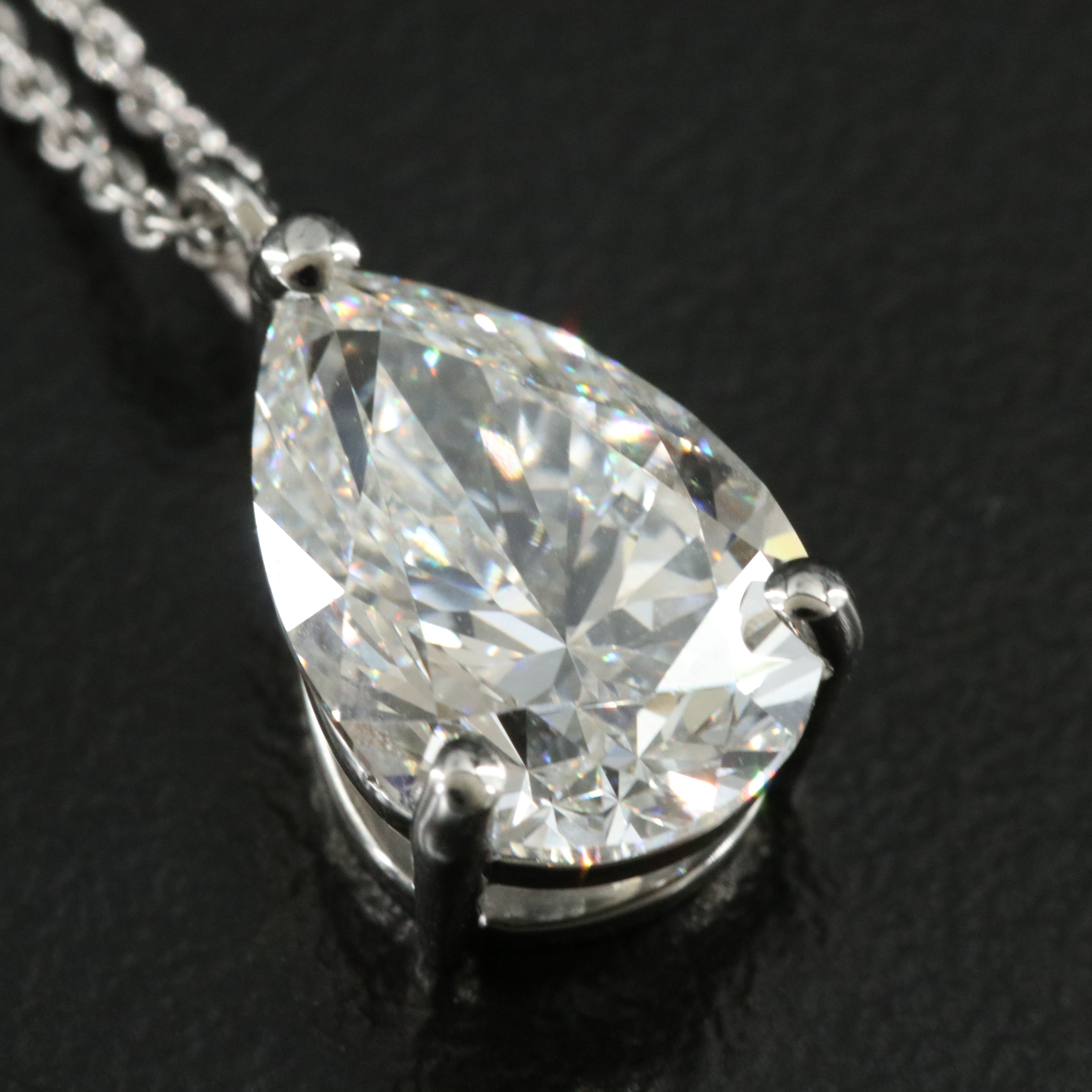Platinum 3.02 CT Lab Grown Diamond Solitaire Necklace with IGI Report
