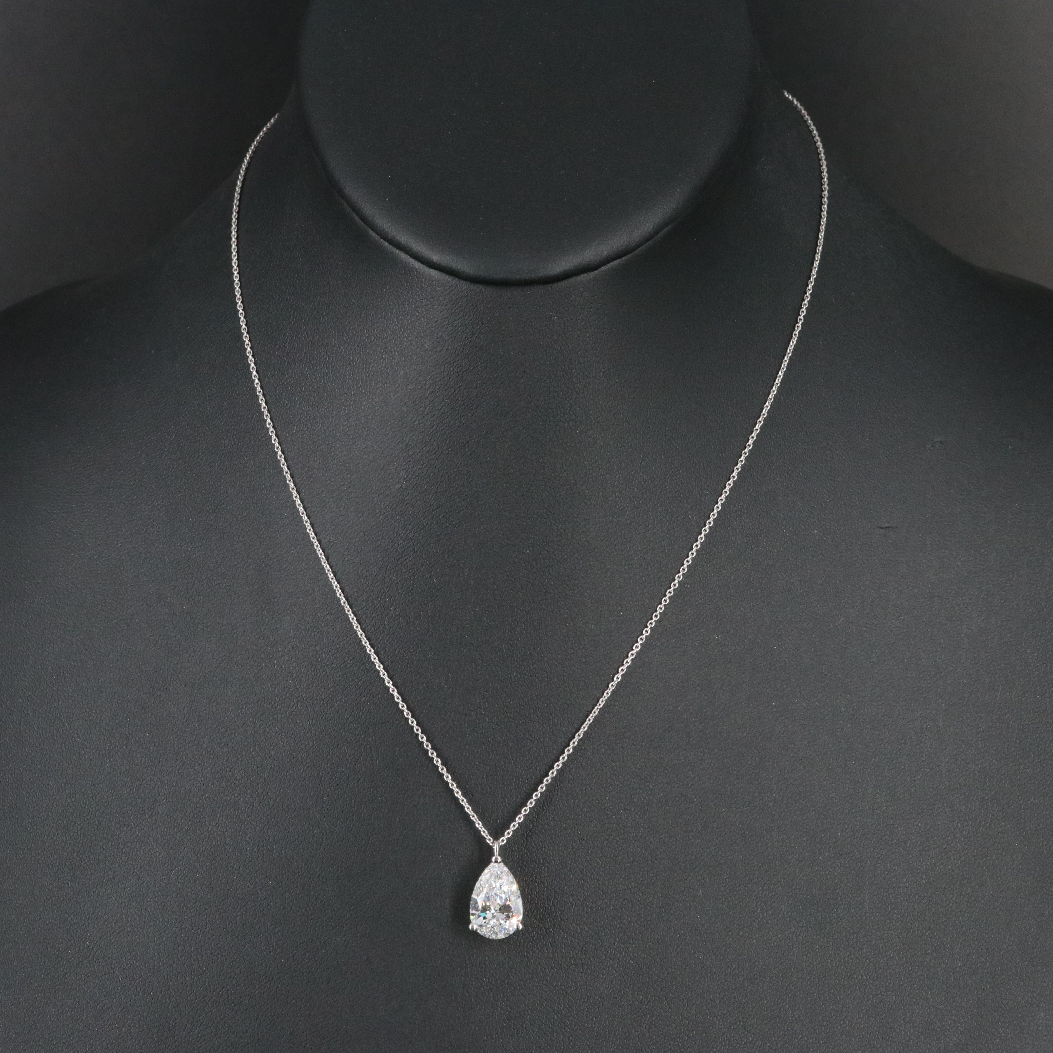 Platinum 3.03 CT Lab Grown Diamond Solitaire Necklace with IGI Report