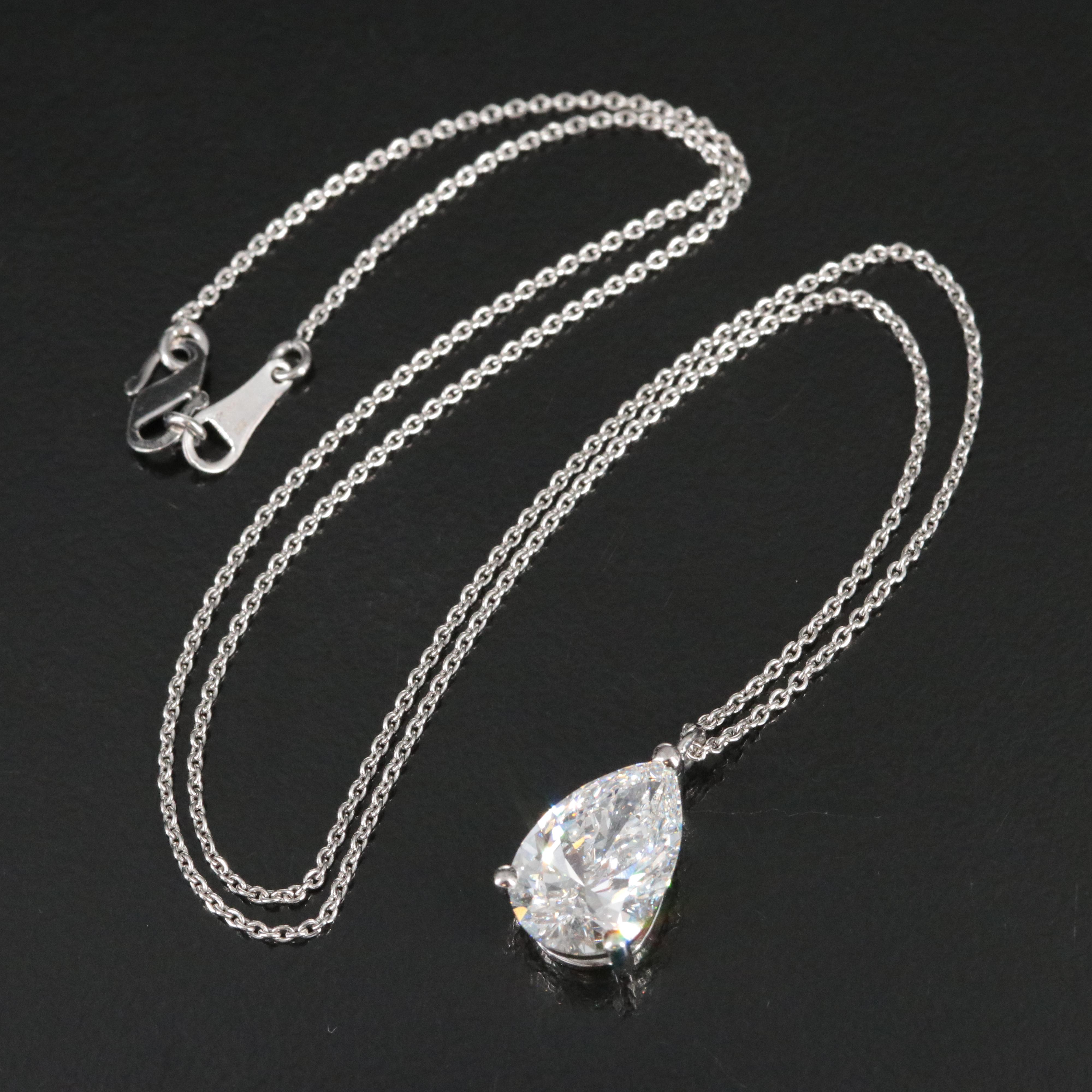 Platinum 3.03 CT Lab Grown Diamond Solitaire Necklace with IGI Report