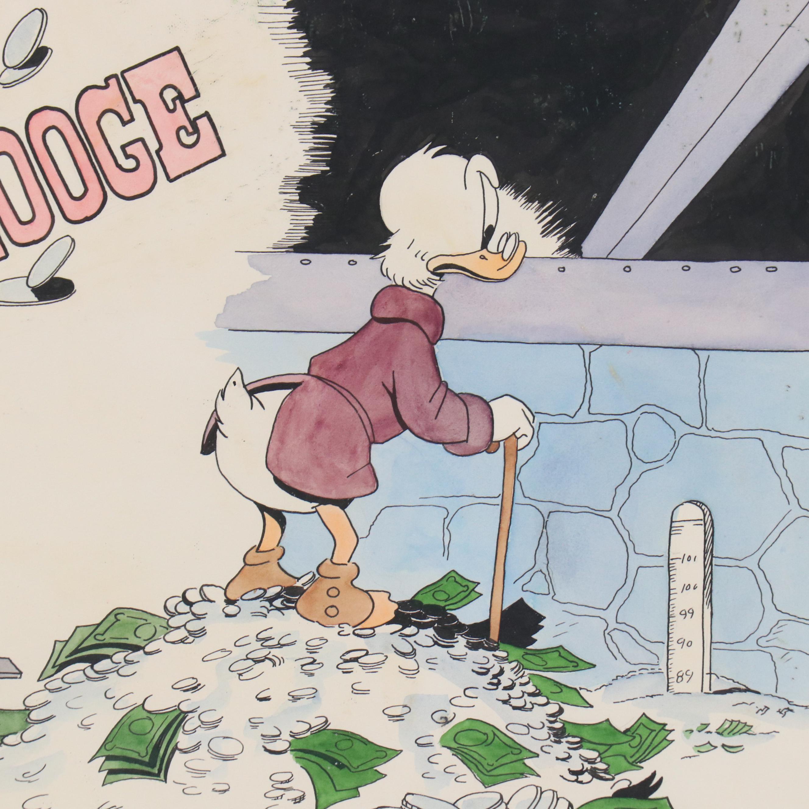 James L. Bruch Watercolor Illustration After Carl Barks "Uncle Scrooge"