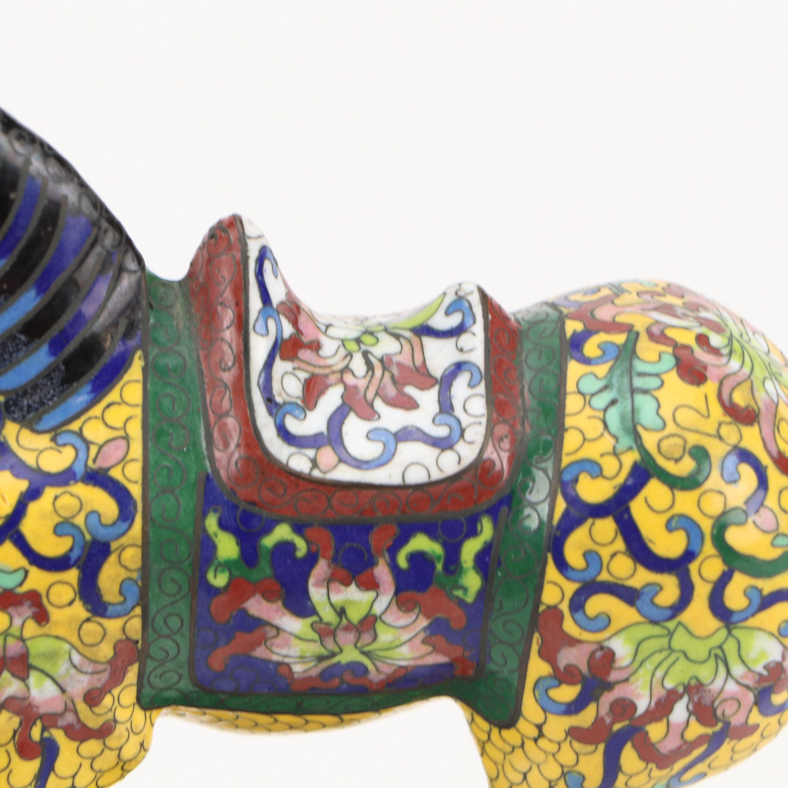 Chinese Cloisonné Horse with Wooden Stand