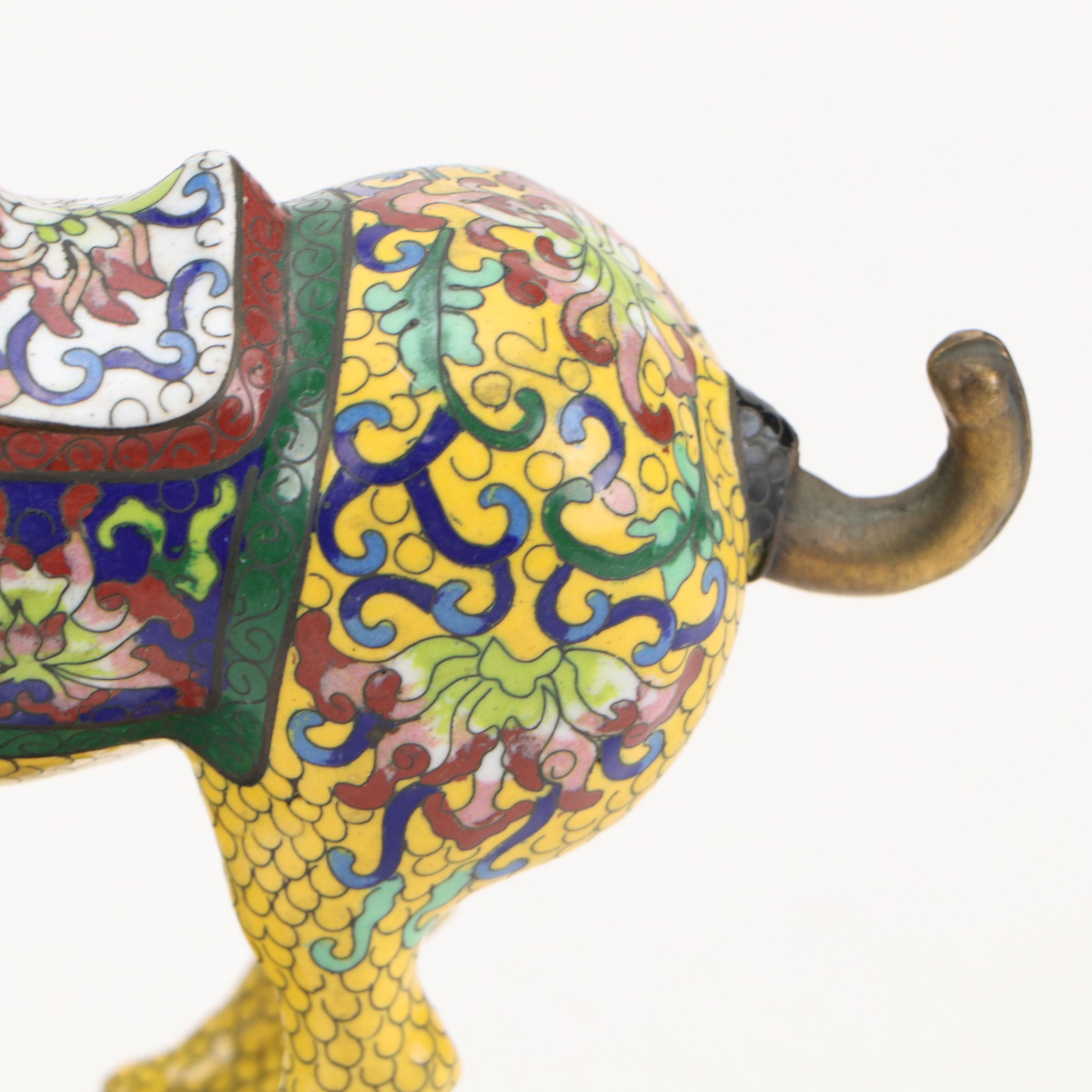 Chinese Cloisonné Horse with Wooden Stand