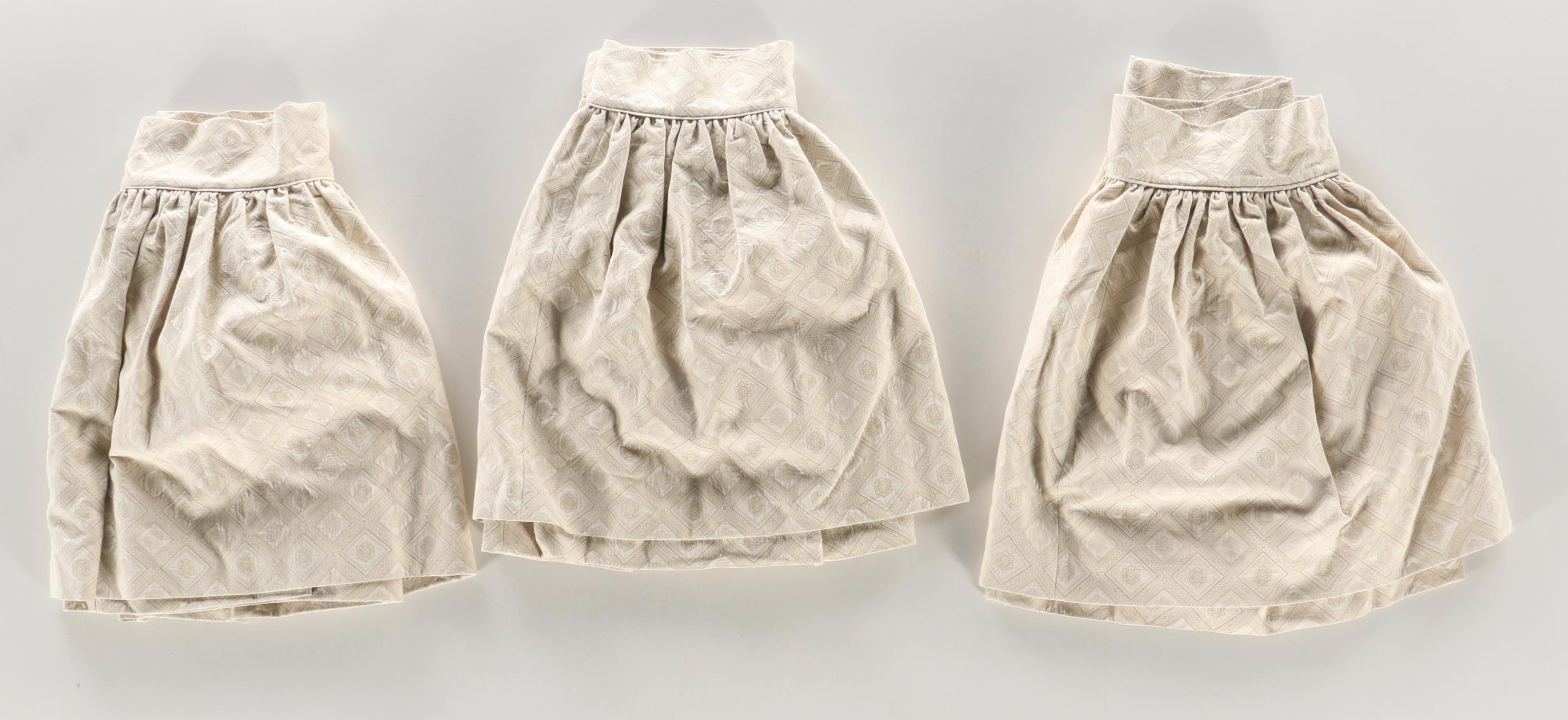 Bedskirt and Throw Pillows Set with Matching Braided Trimmed Curtains