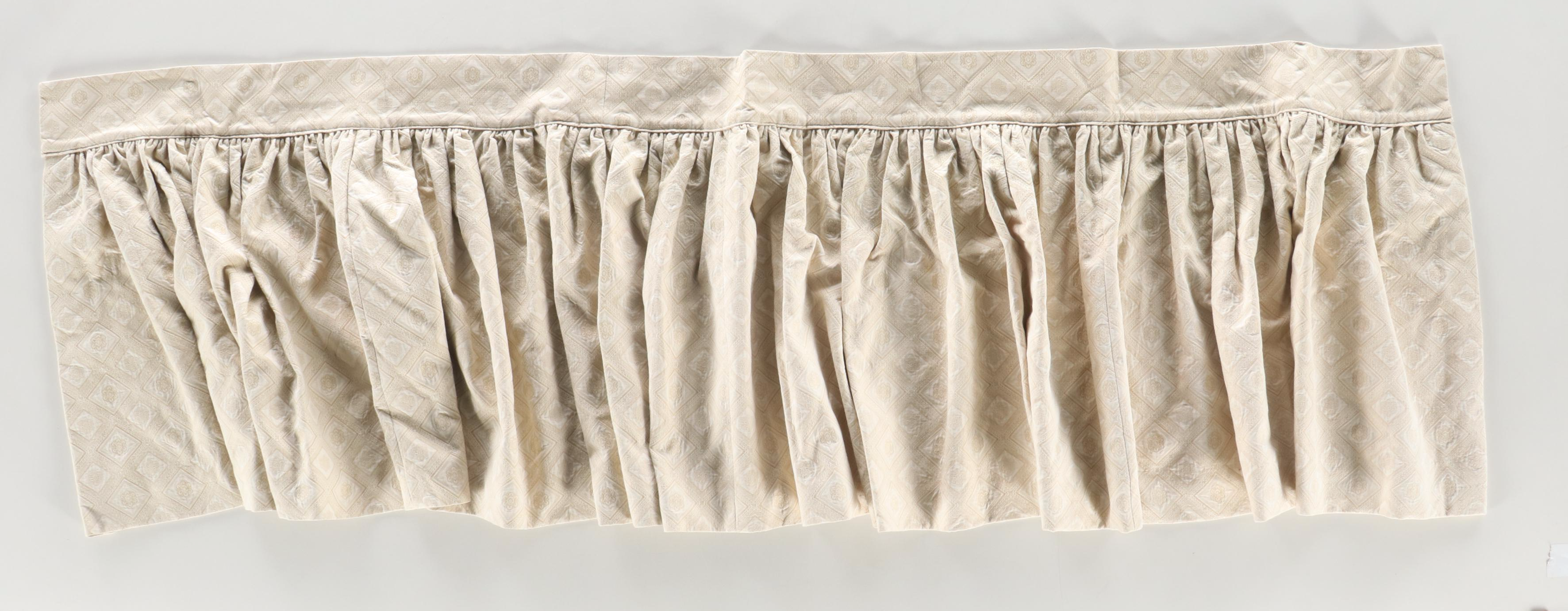 Bedskirt and Throw Pillows Set with Matching Braided Trimmed Curtains