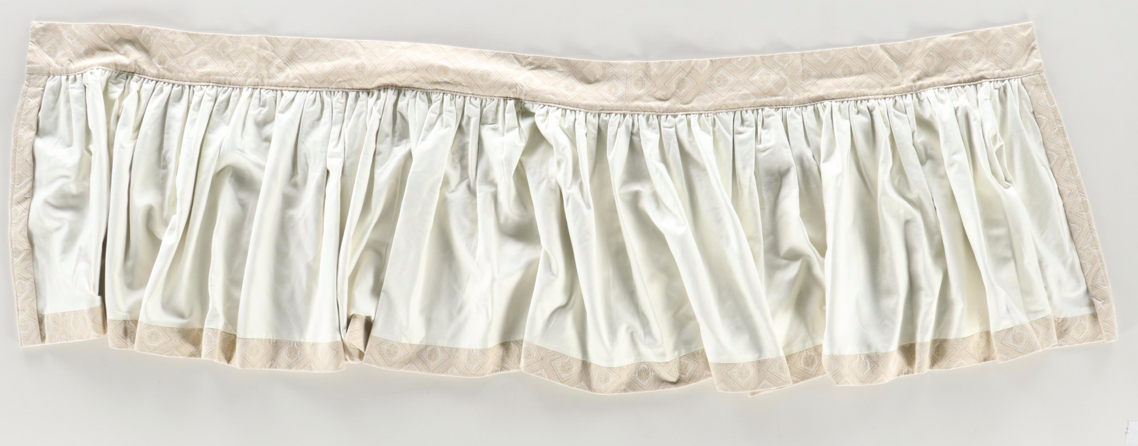 Bedskirt and Throw Pillows Set with Matching Braided Trimmed Curtains