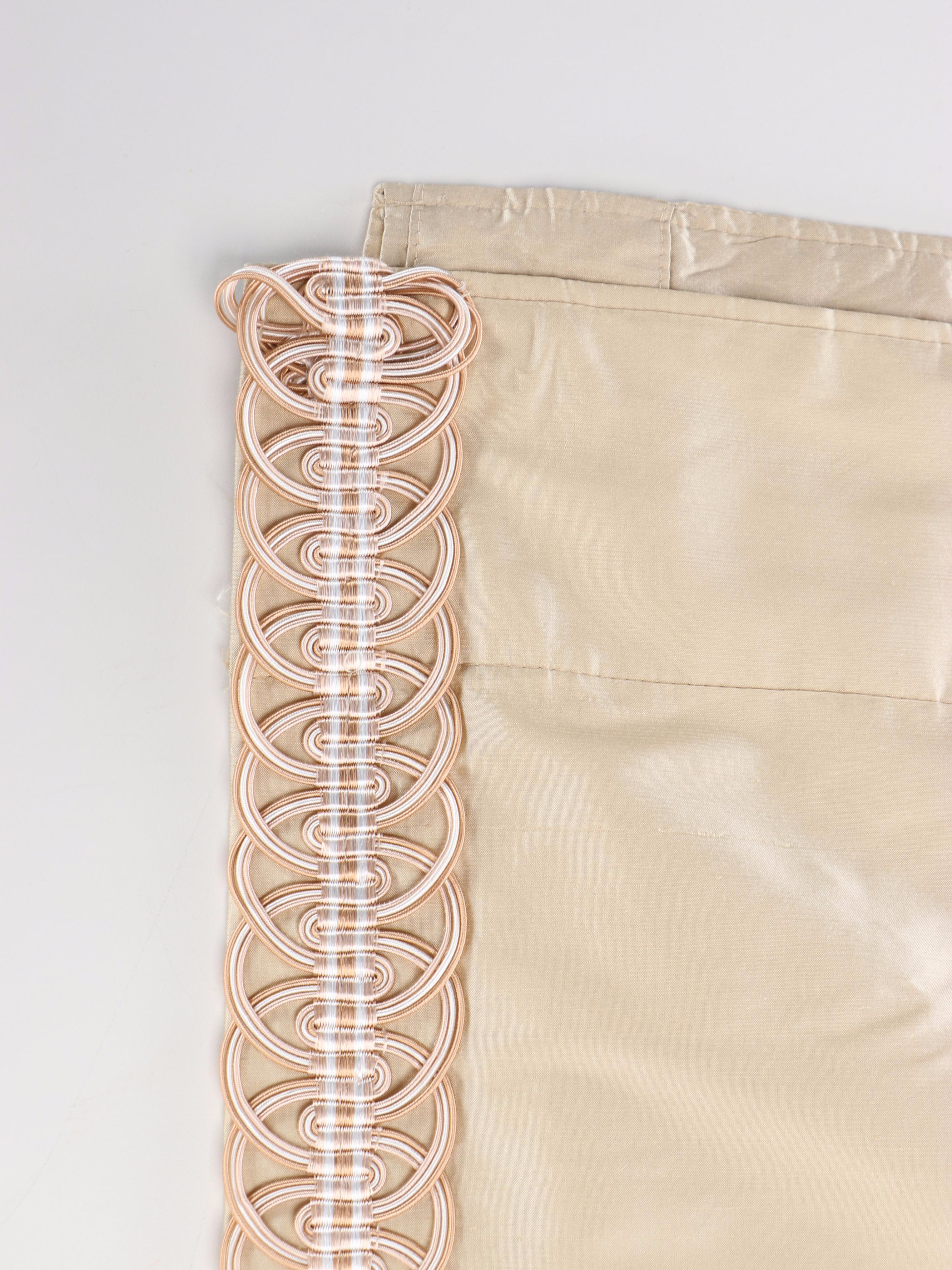 Bedskirt and Throw Pillows Set with Matching Braided Trimmed Curtains