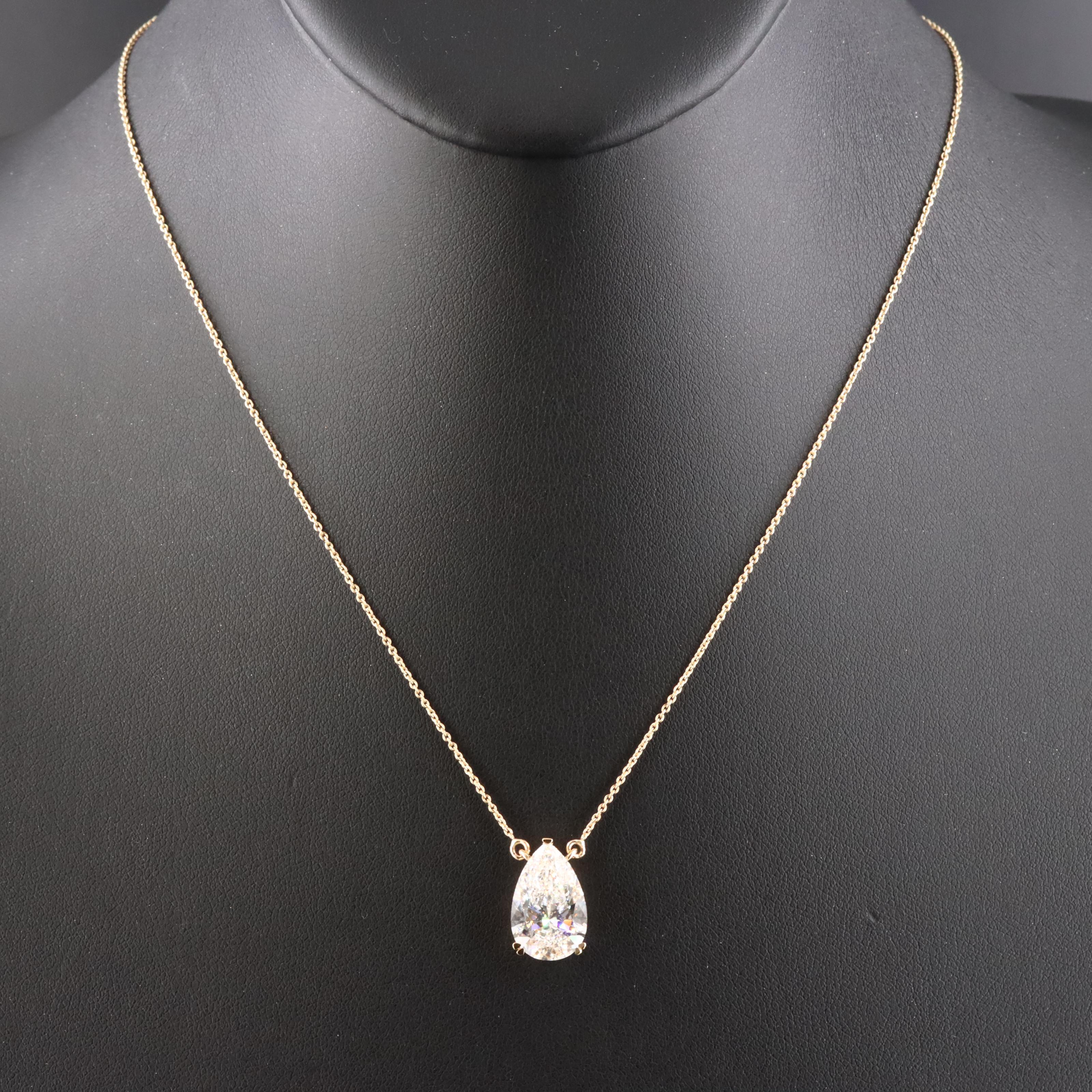 18K 5.04 CT Lab Grown Diamond Solitaire Necklace with IGI Report