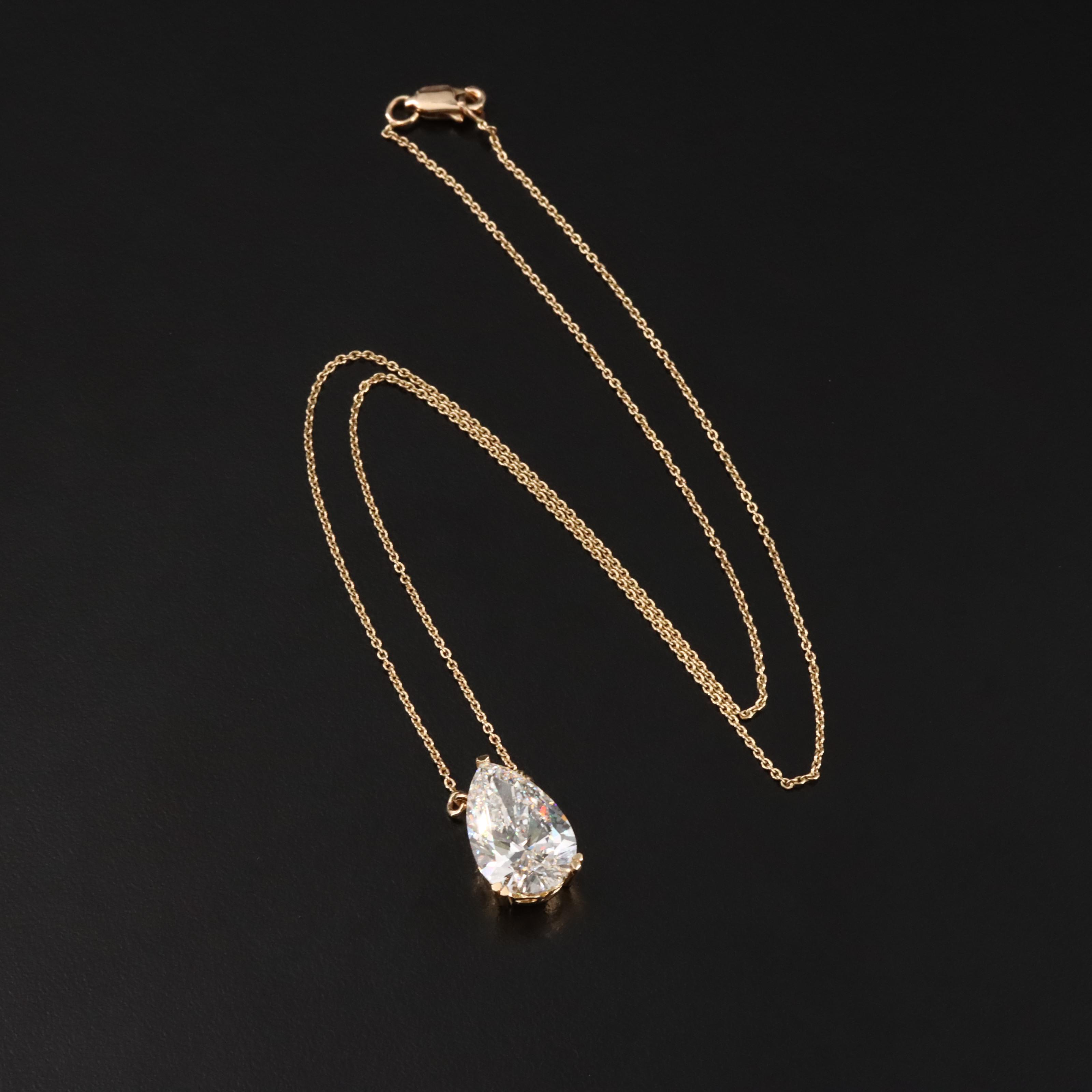 18K 5.04 CT Lab Grown Diamond Solitaire Necklace with IGI Report