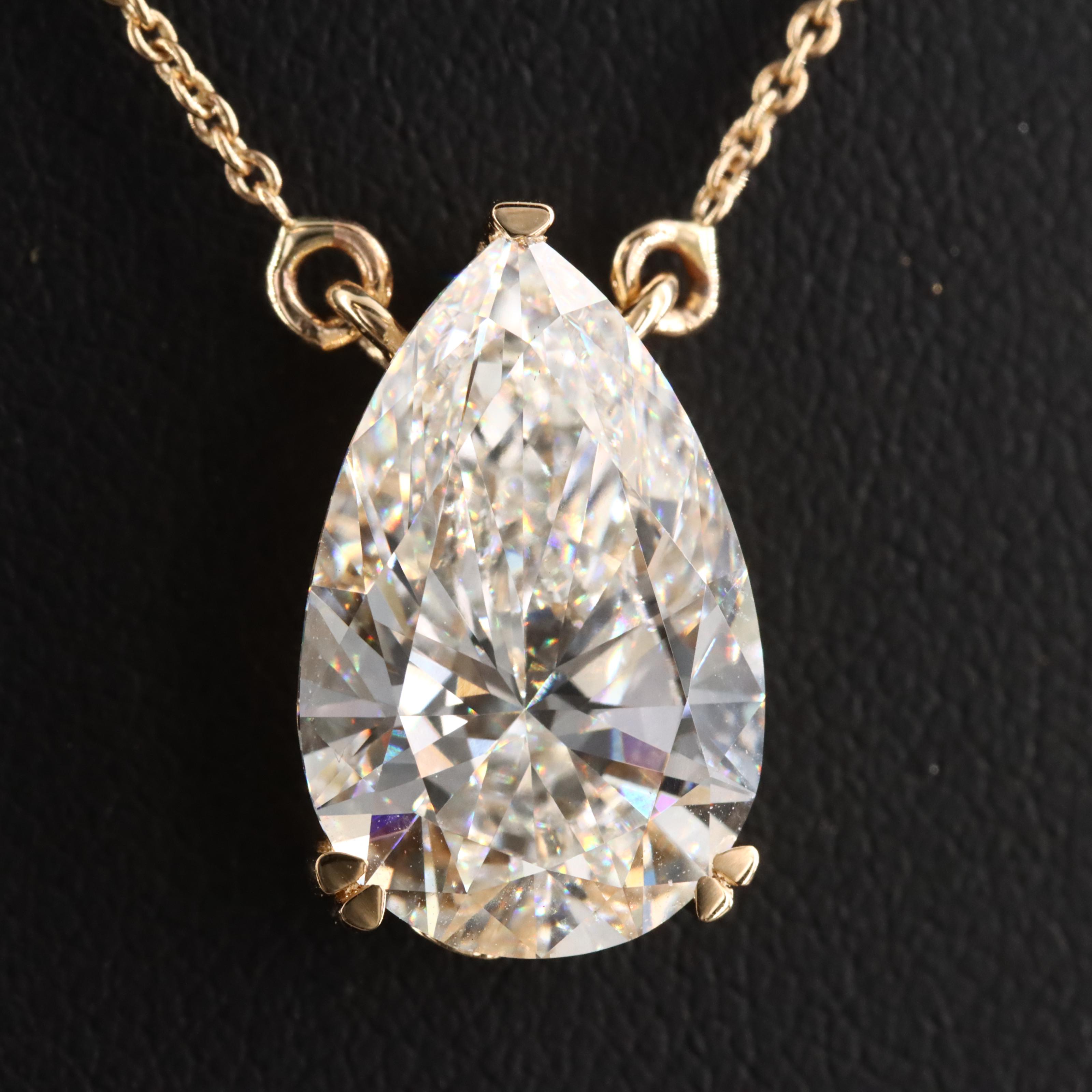 18K 5.04 CT Lab Grown Diamond Solitaire Necklace with IGI Report