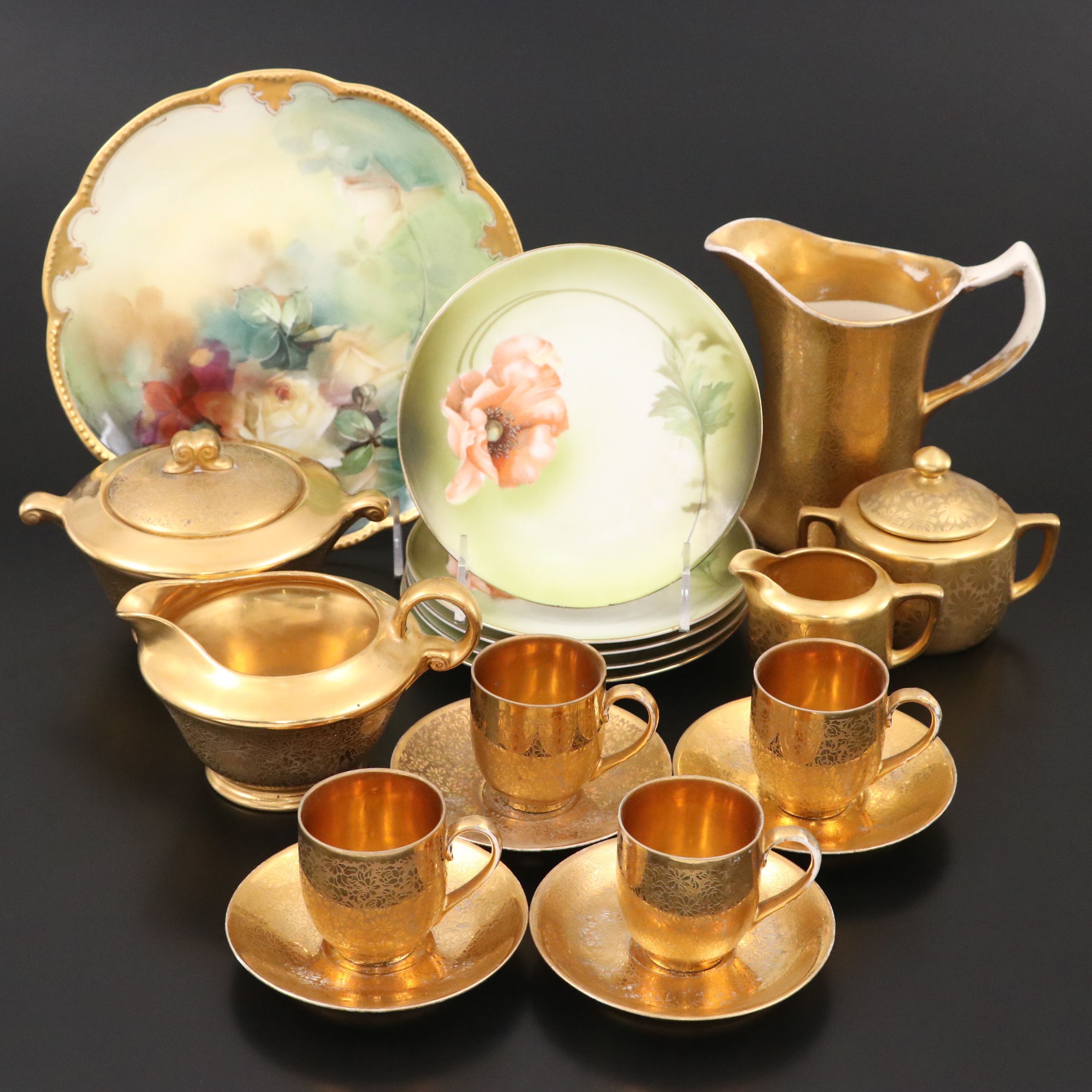 Pickard with Wheeling Gilt Encrusted and Other Table Accessories