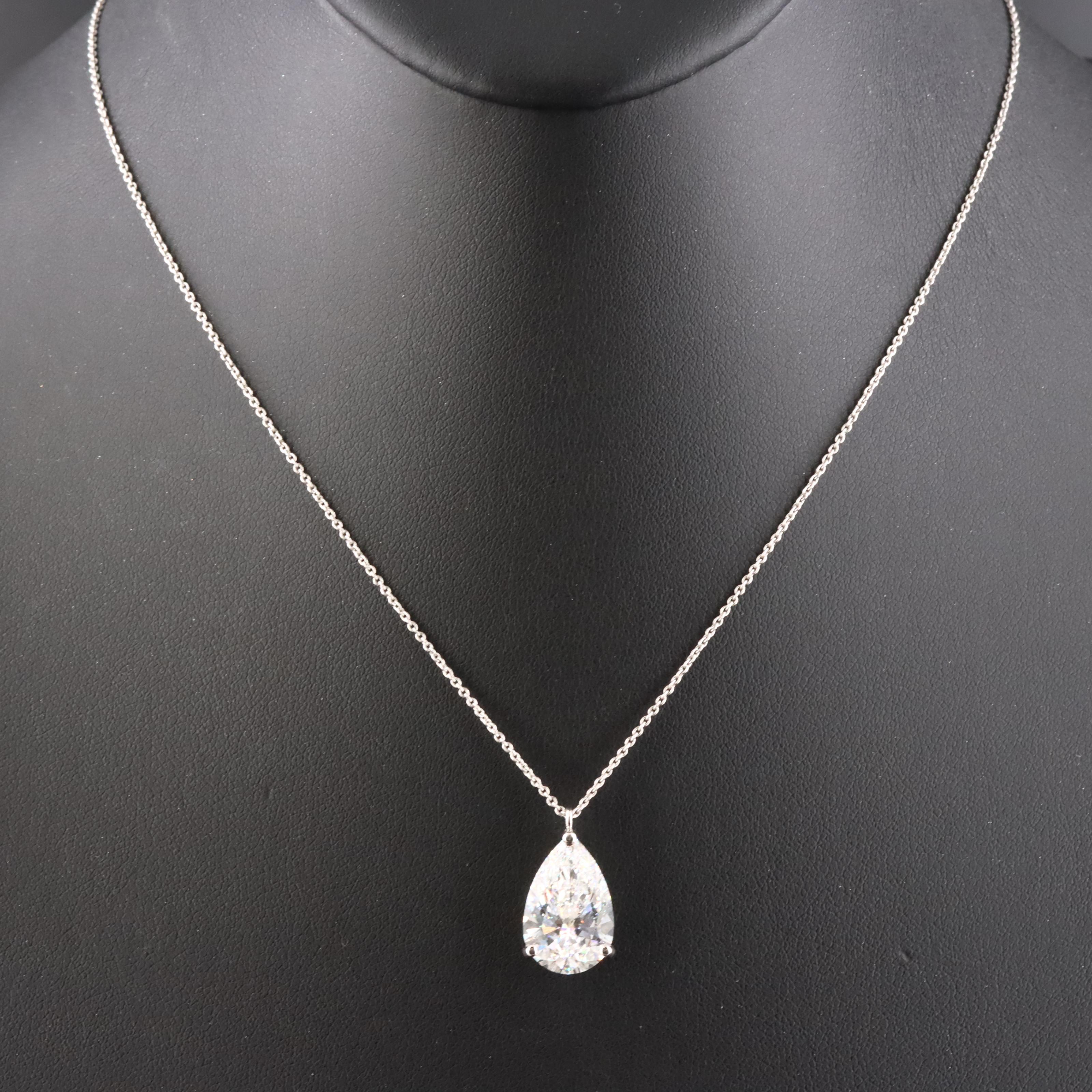 Platinum 6.10 CT Lab Grown Diamond Solitaire Pendant Necklace with IGI Report