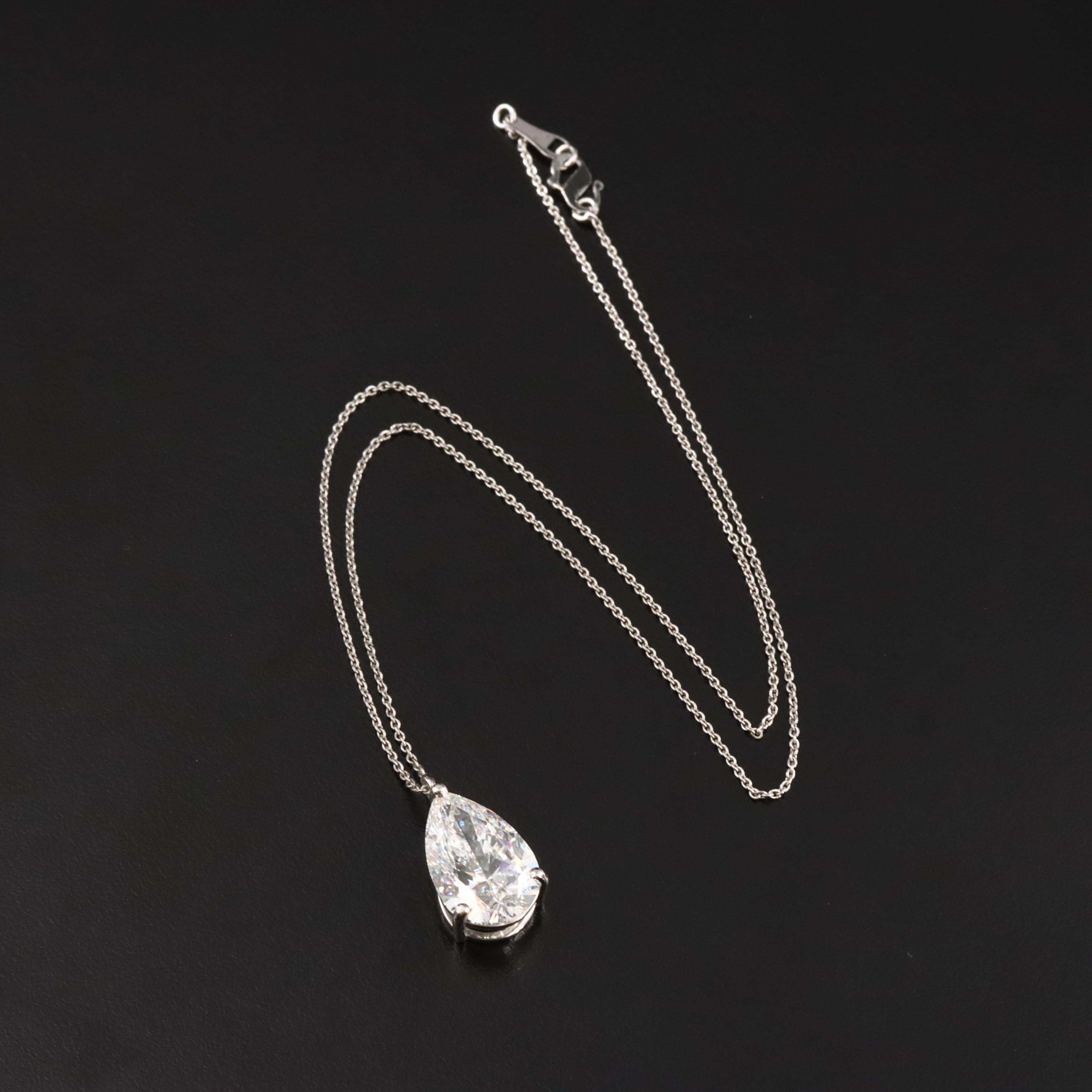 Platinum 6.10 CT Lab Grown Diamond Solitaire Pendant Necklace with IGI Report