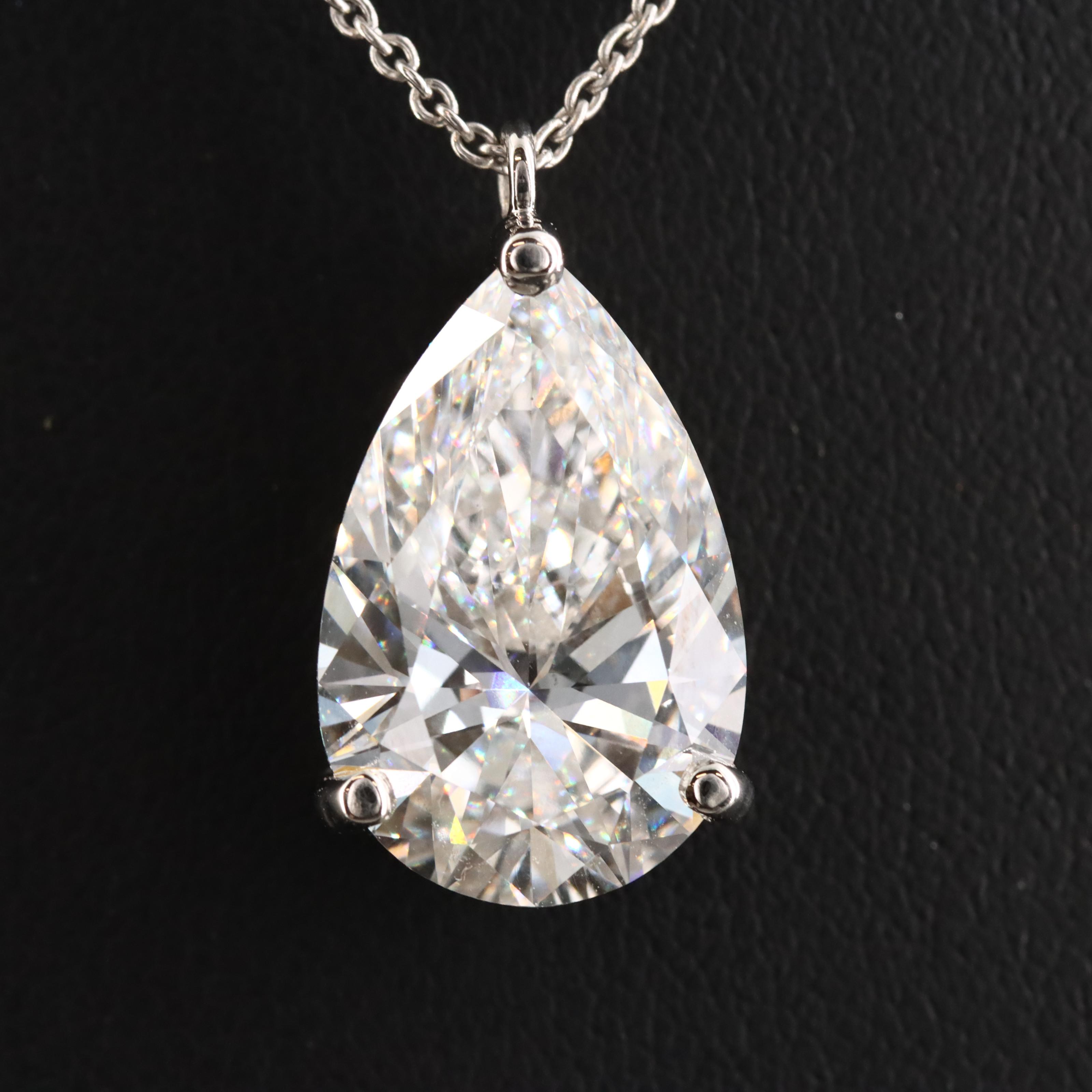 Platinum 6.10 CT Lab Grown Diamond Solitaire Pendant Necklace with IGI Report