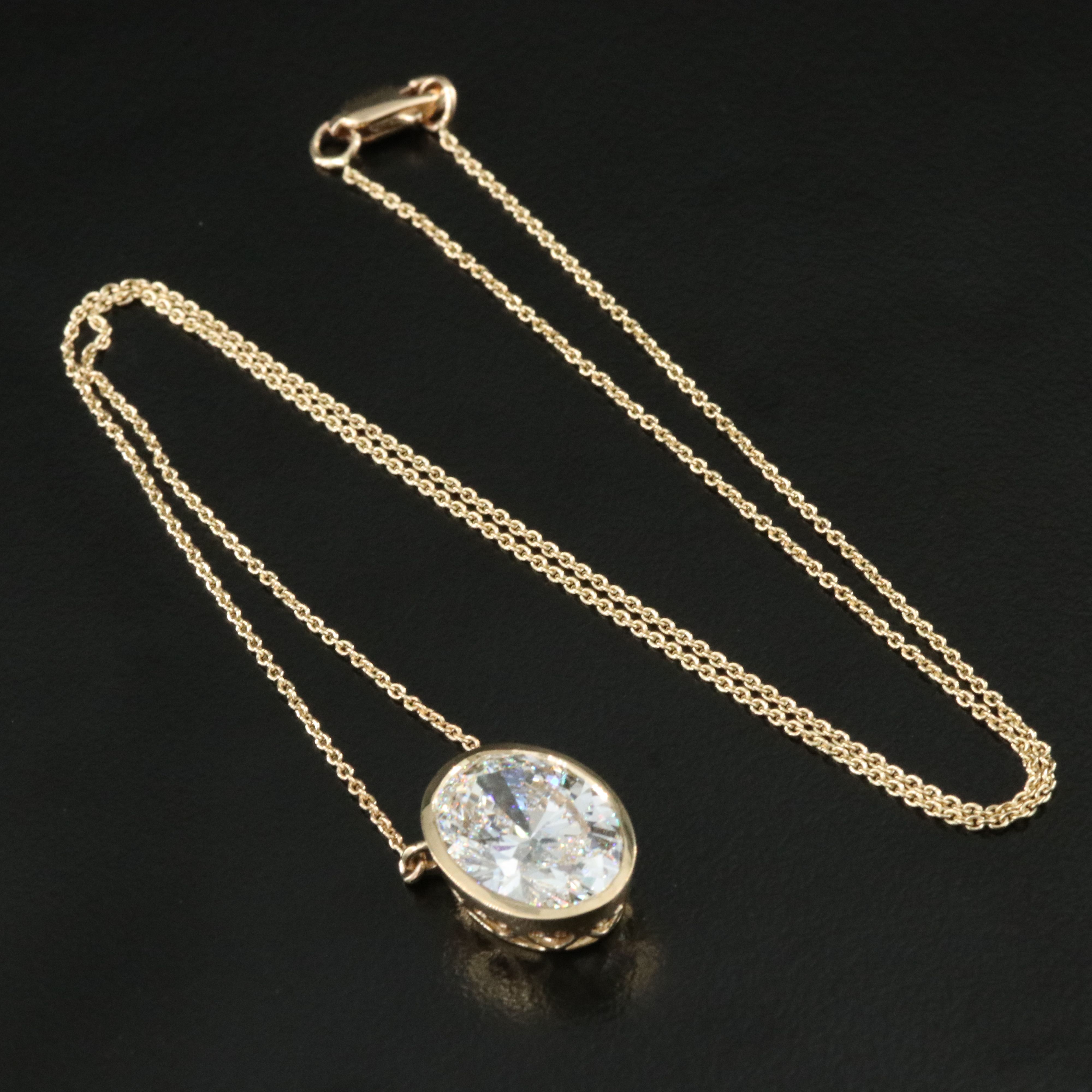 18K 5.03 CT Lab Grown Diamond Solitaire Necklace with IGI Report