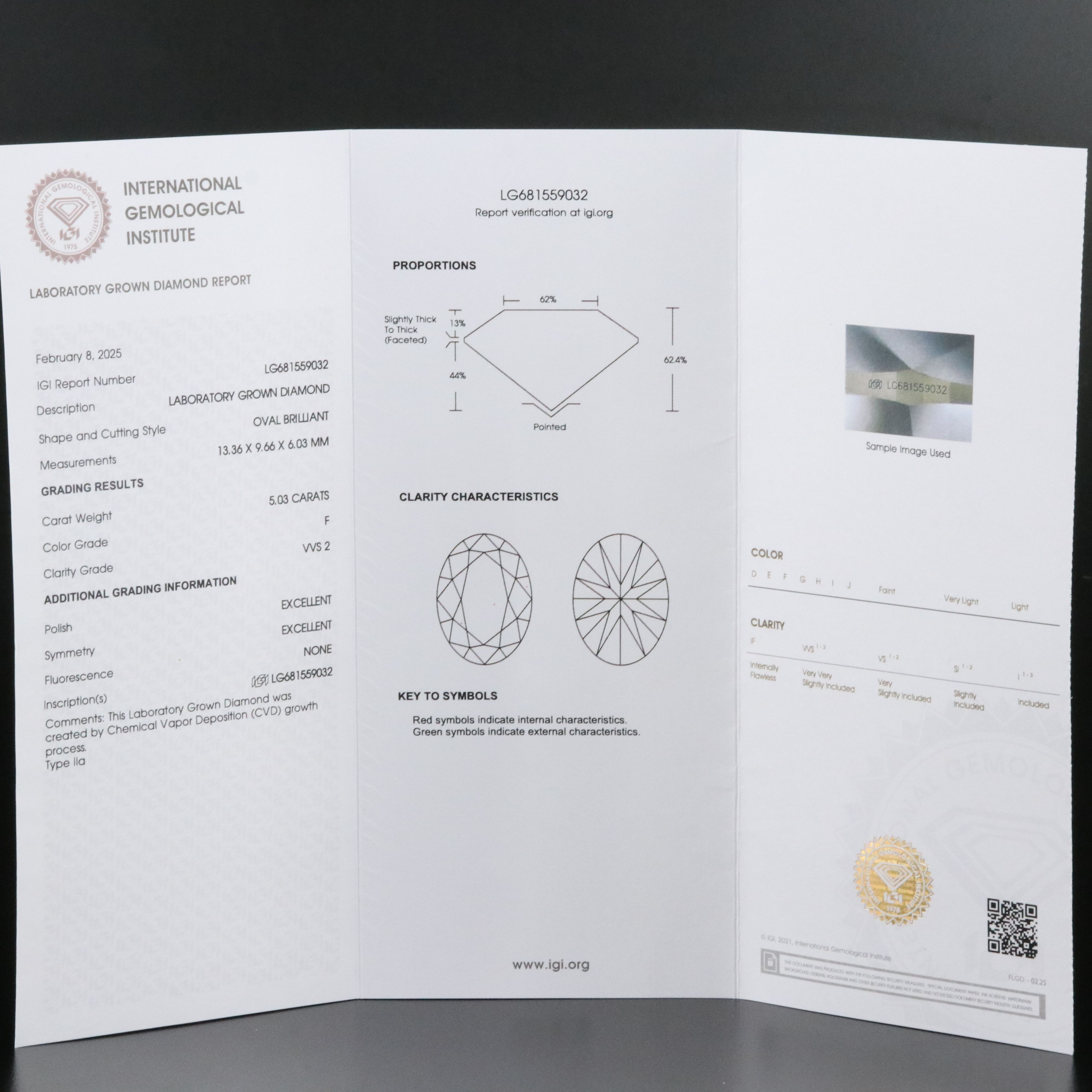 18K 5.03 CT Lab Grown Diamond Solitaire Necklace with IGI Report