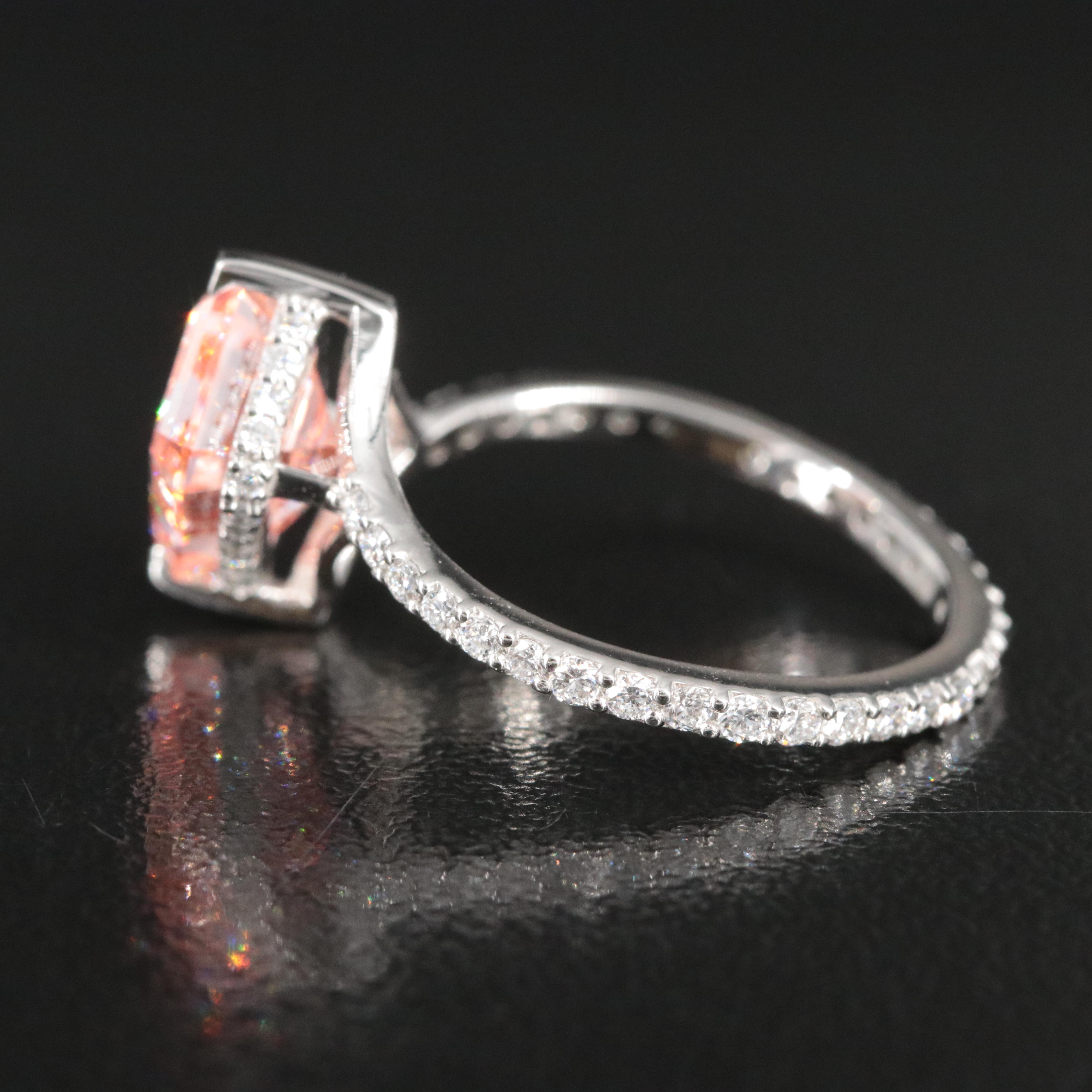 Platinum 3.49 CTW Lab Grown Diamond Ring with Fancy Pink Center and IGI Report