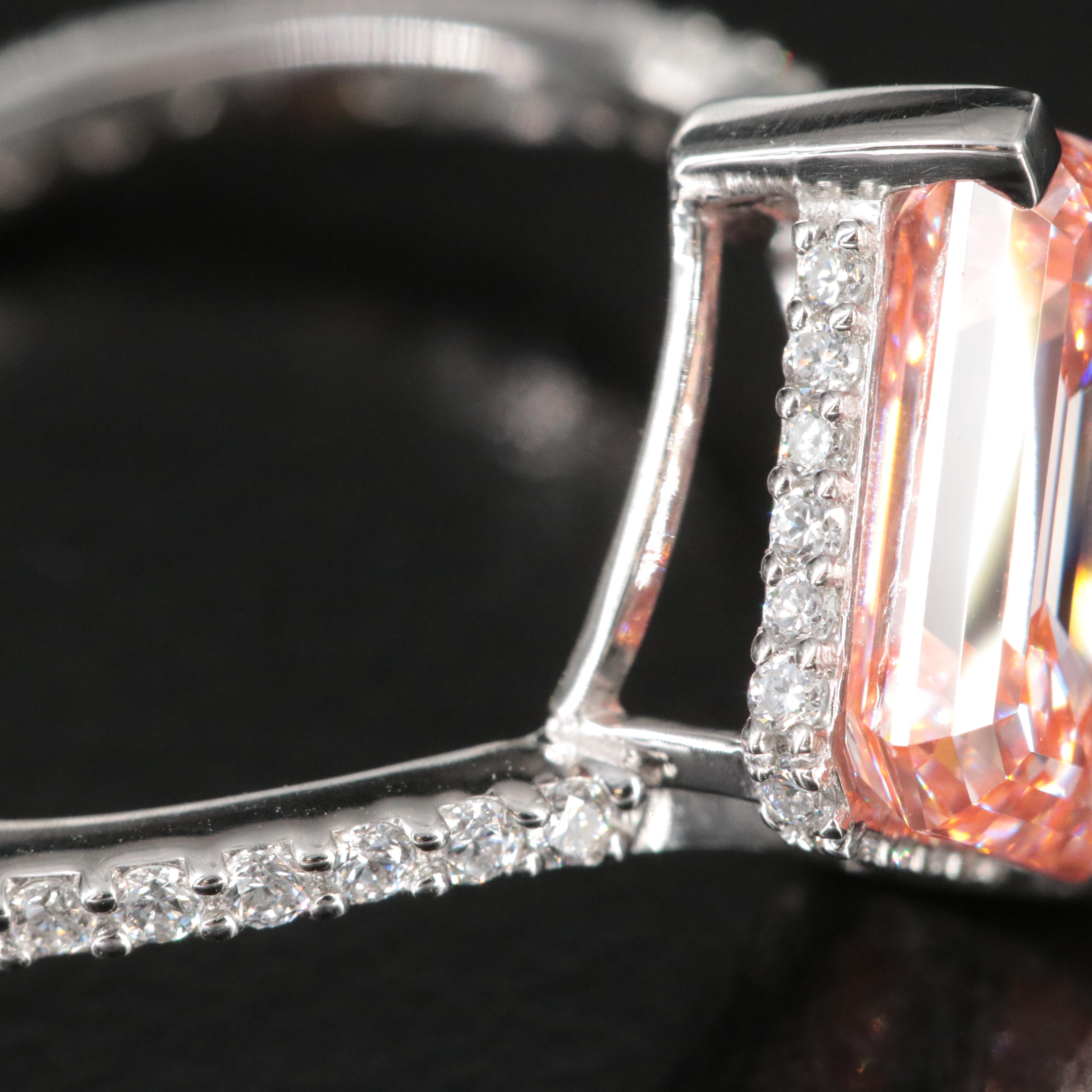 Platinum 3.49 CTW Lab Grown Diamond Ring with Fancy Pink Center and IGI Report