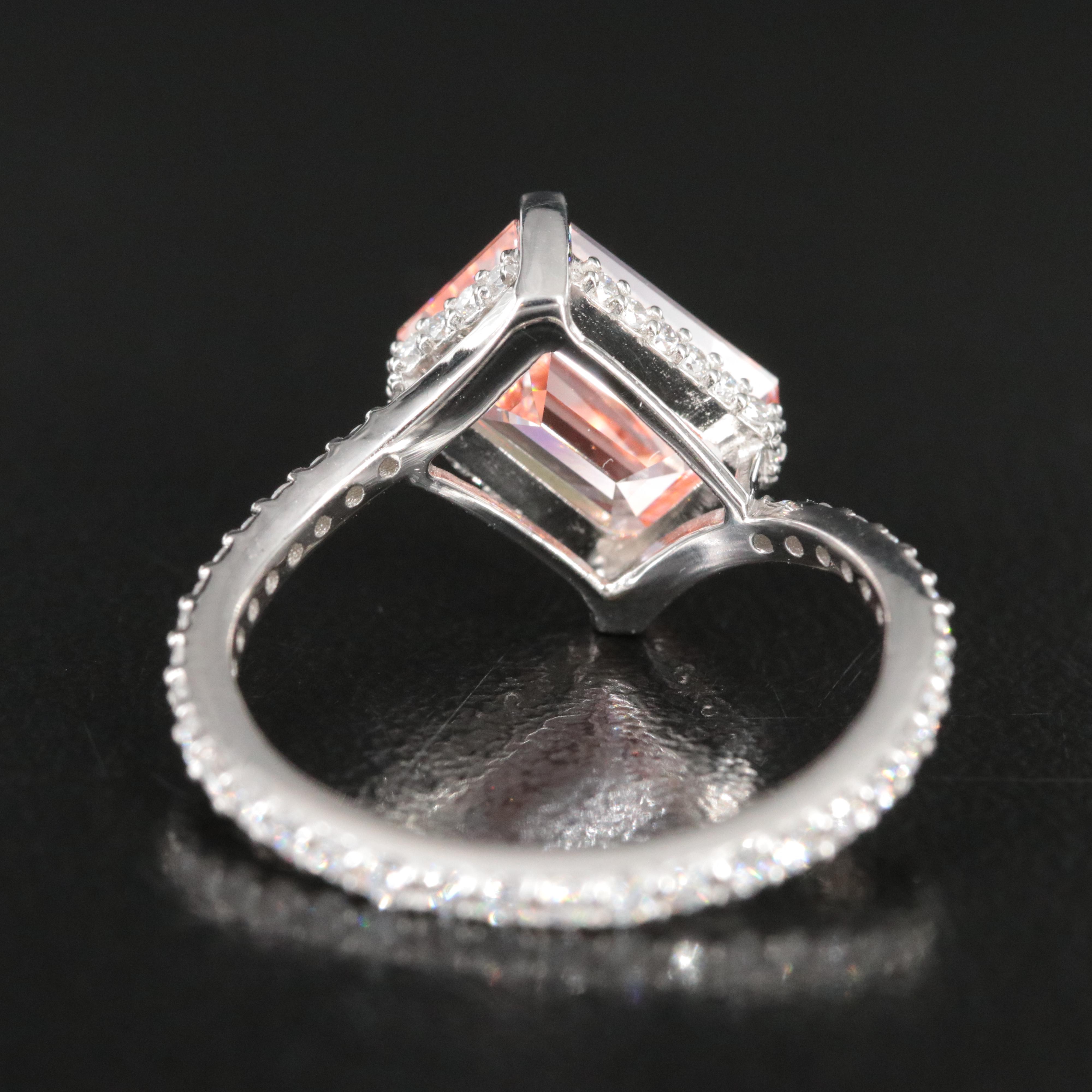 Platinum 3.49 CTW Lab Grown Diamond Ring with Fancy Pink Center and IGI Report