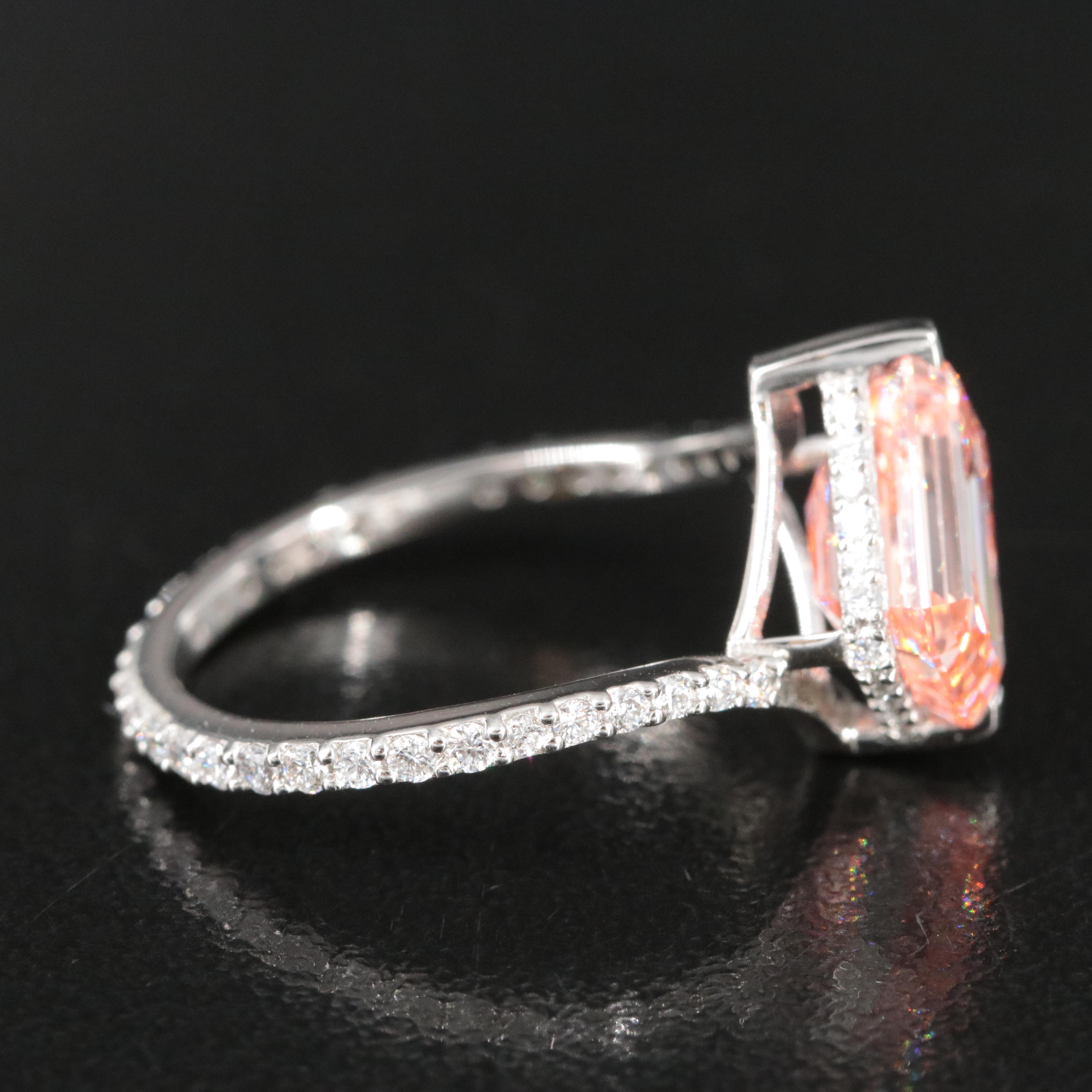 Platinum 3.49 CTW Lab Grown Diamond Ring with Fancy Pink Center and IGI Report