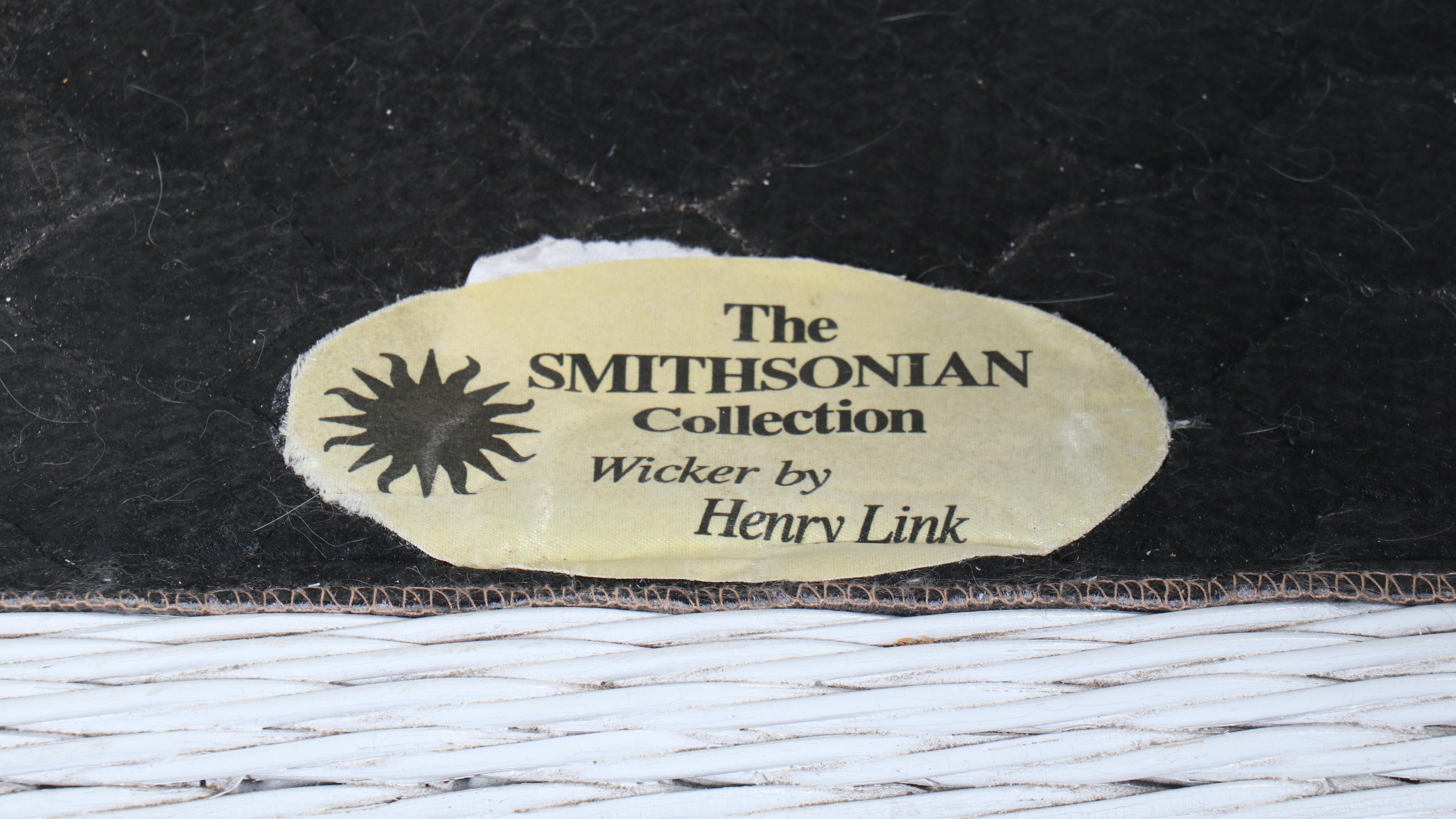 Henry Link White-Painted Wicker Rattan Patio Sofa with Coffee Table