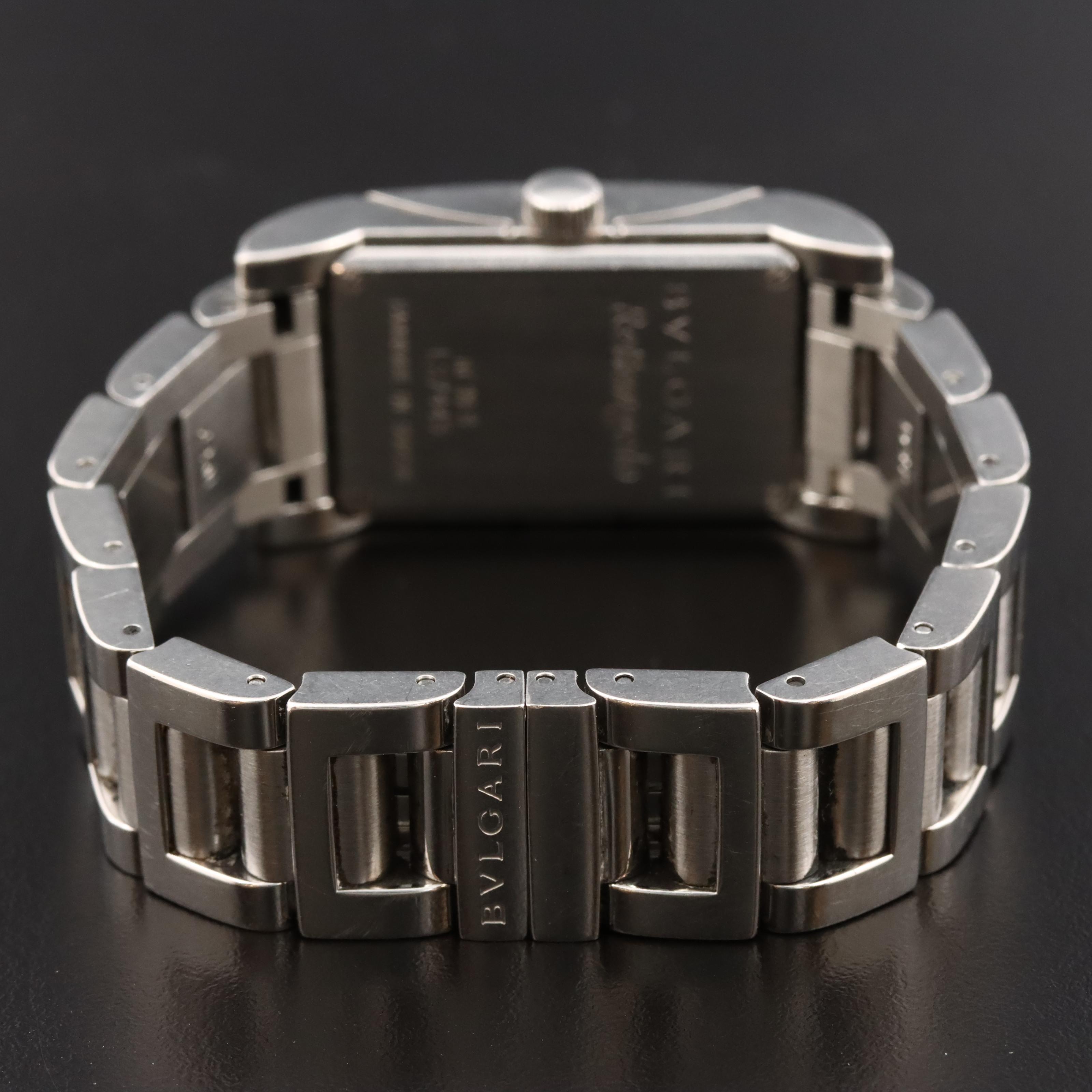 BVLGARI Rettangolo RT 39 S Burgundy Dial 21x39mm Steel Quartz Watch