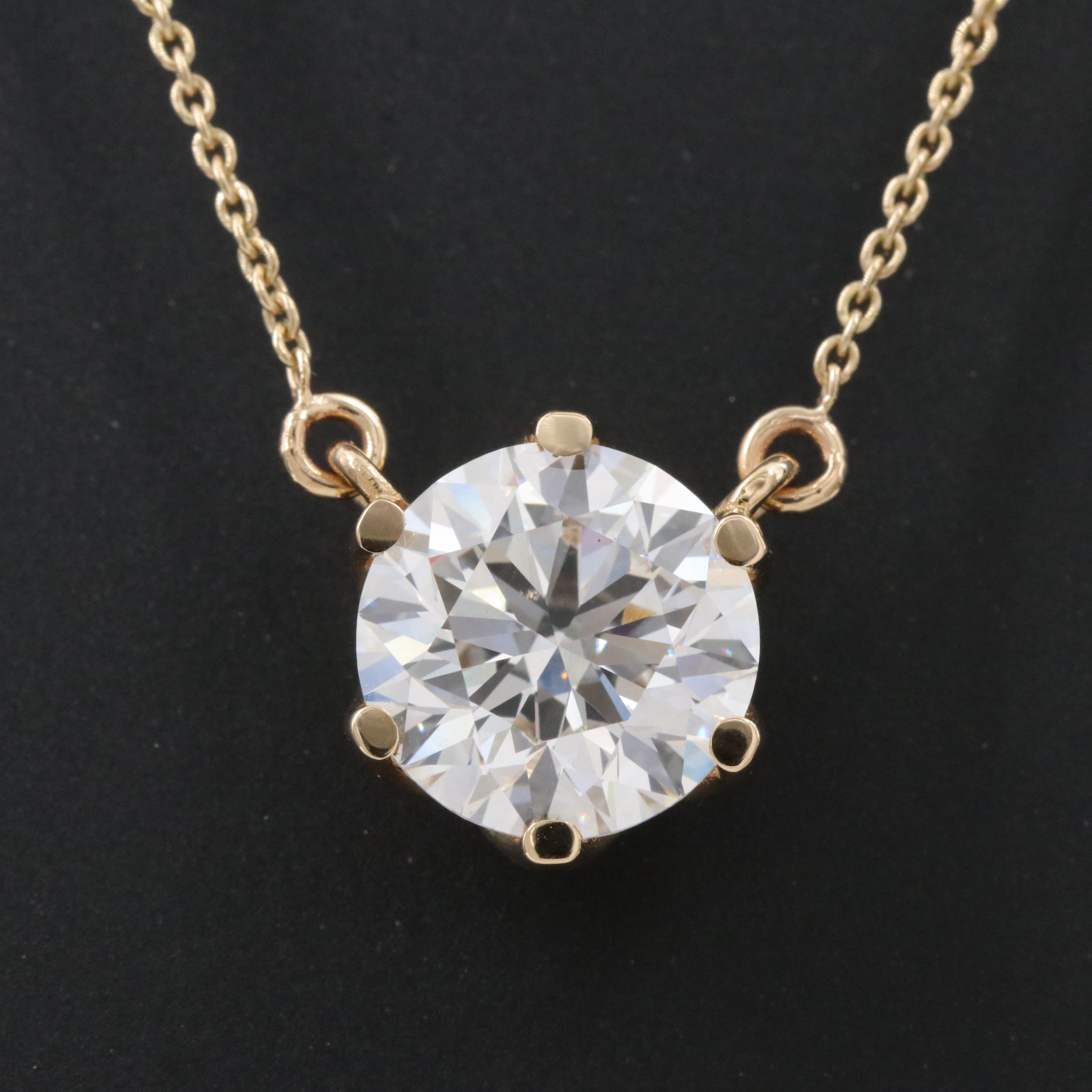 18K 3.08 CT Lab Grown Diamond Solitaire Necklace with IGI Report