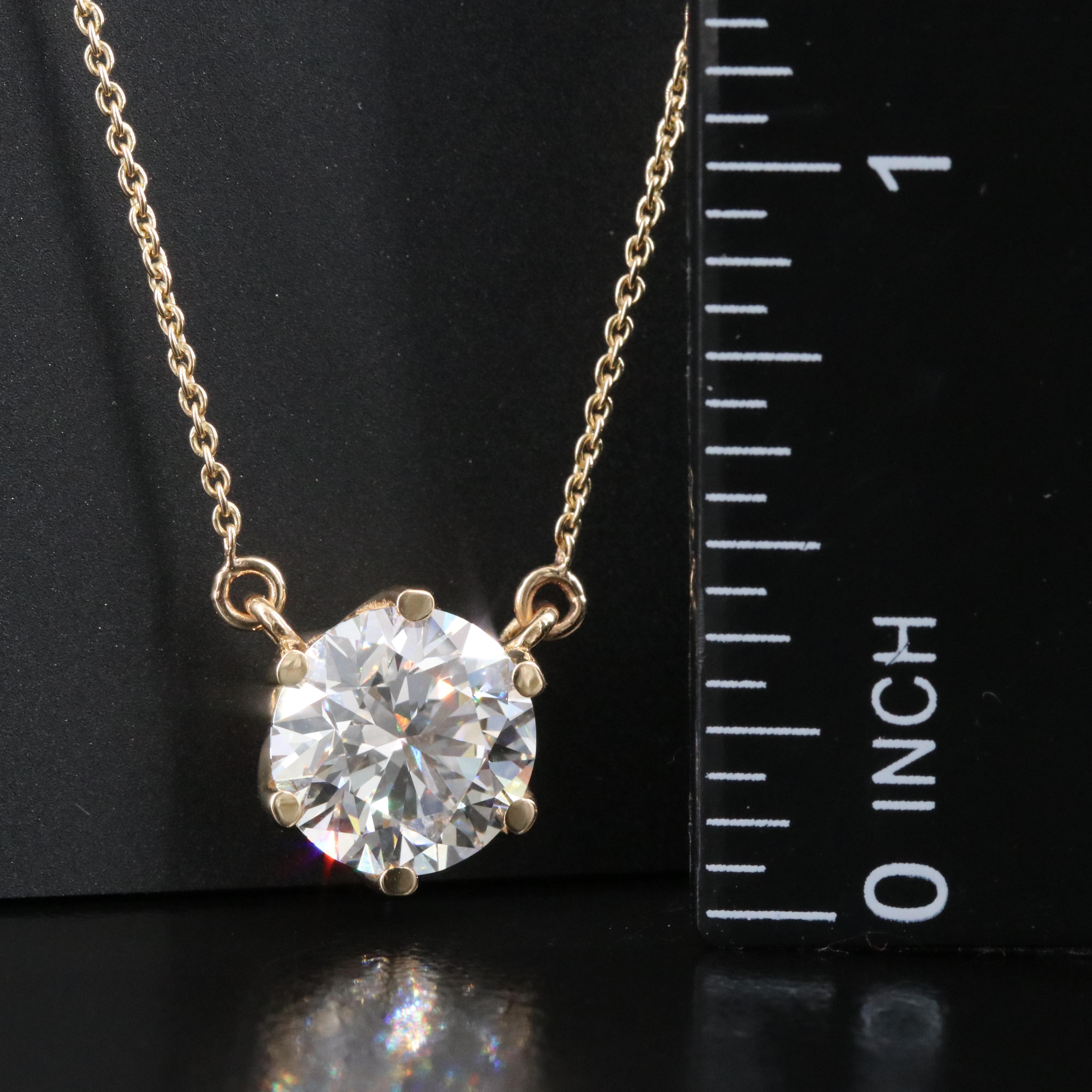 18K 3.08 CT Lab Grown Diamond Solitaire Necklace with IGI Report