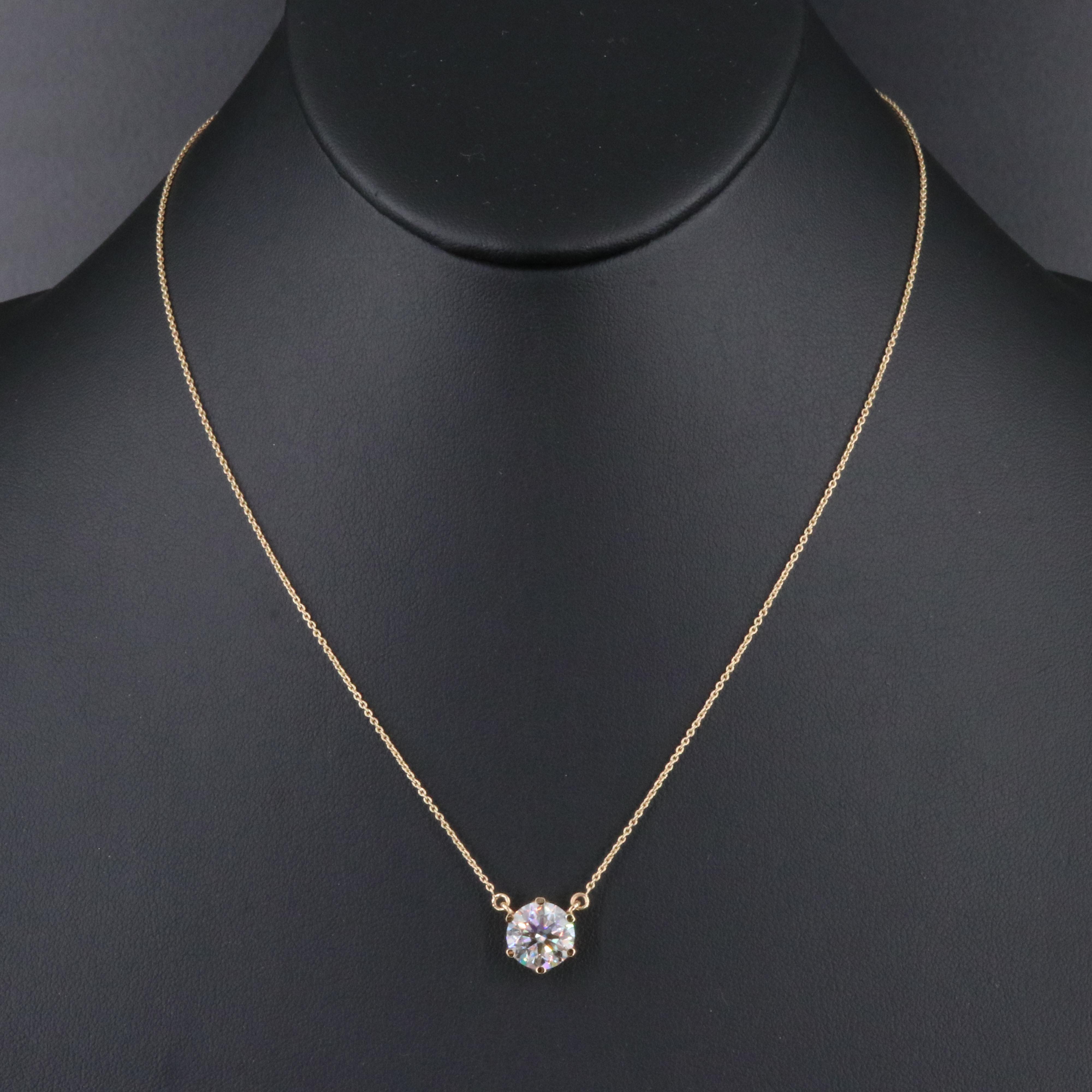 18K 3.08 CT Lab Grown Diamond Solitaire Necklace with IGI Report