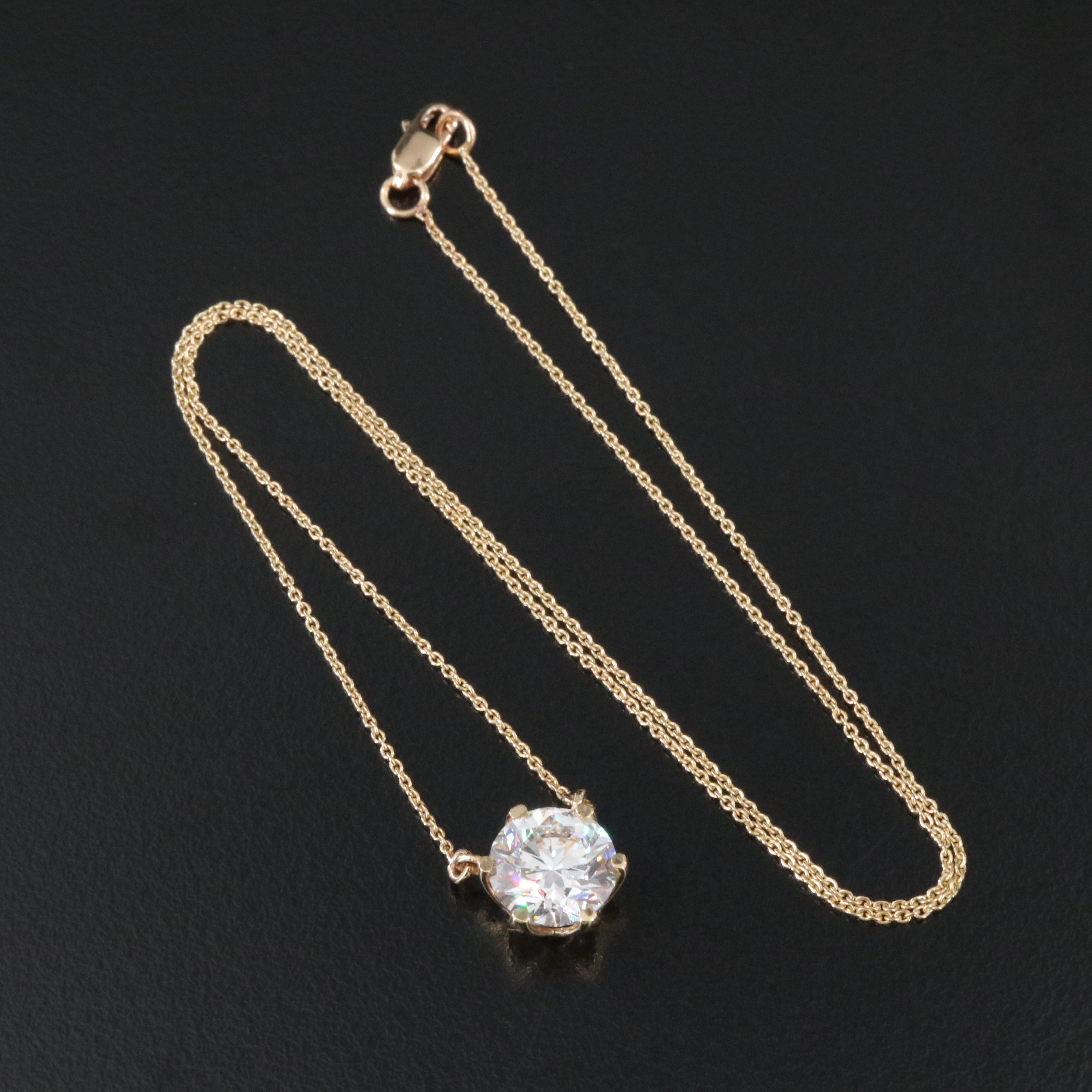 18K 3.08 CT Lab Grown Diamond Solitaire Necklace with IGI Report