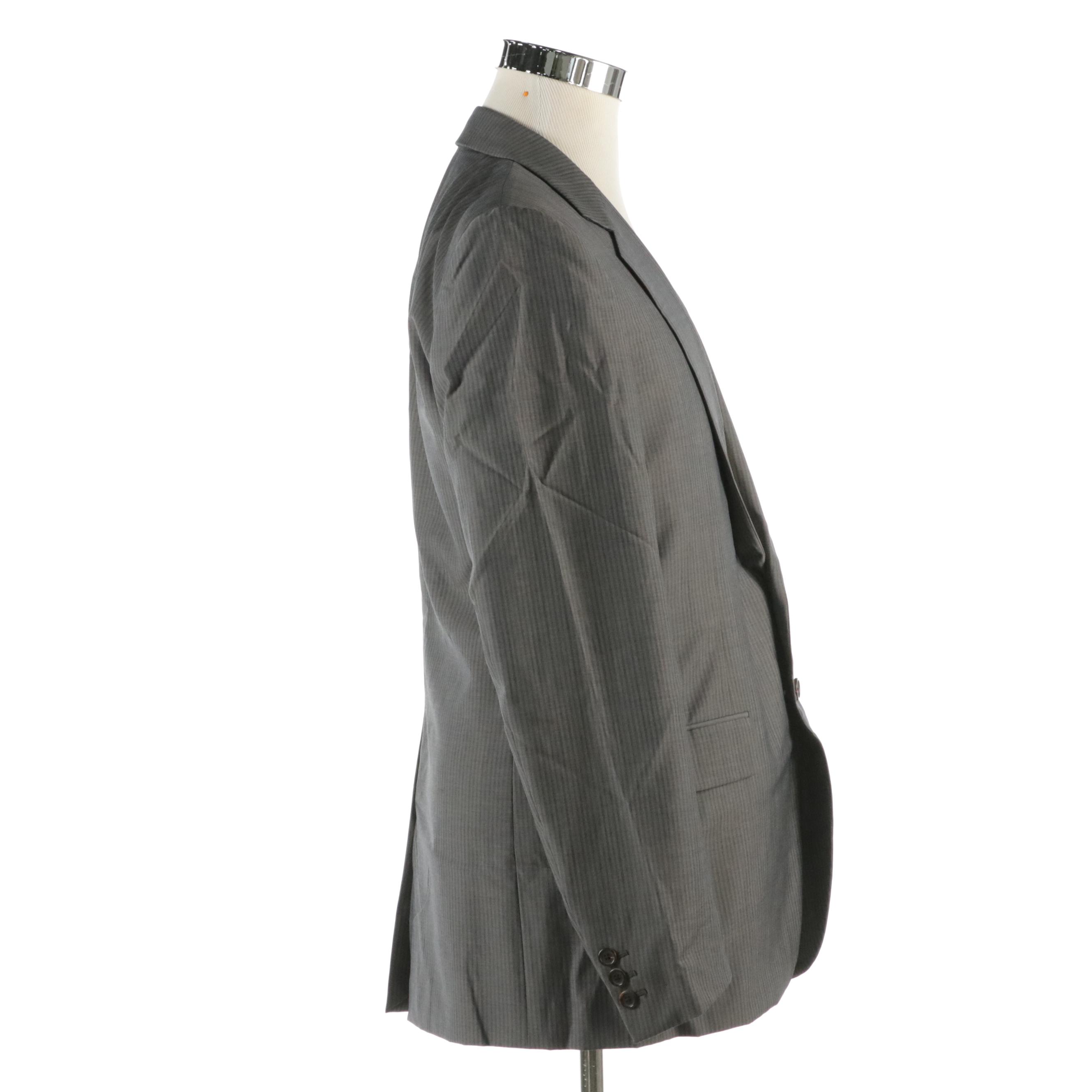 Men's Prada Blazer in Gray Striped Wool and Silk Blend