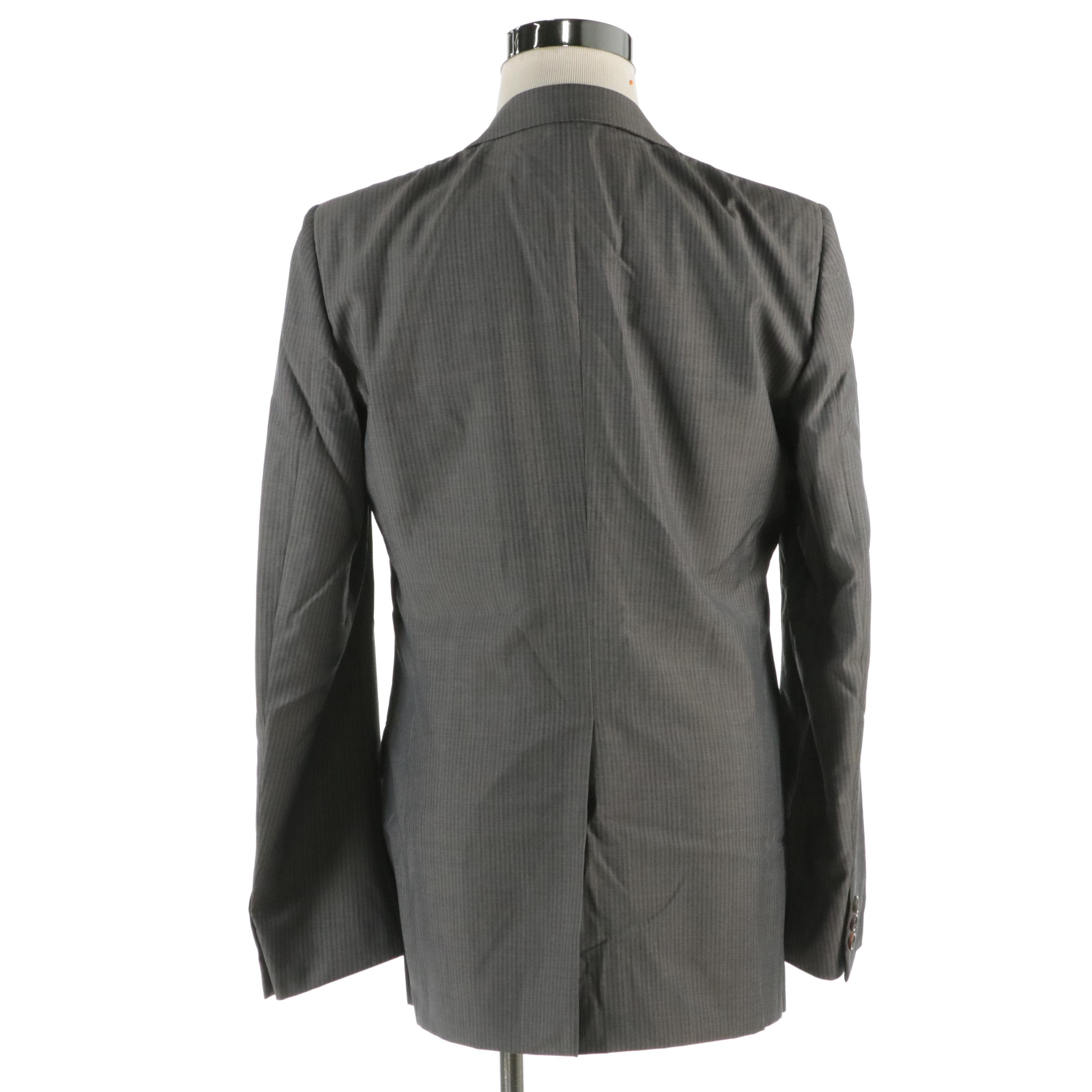 Men's Prada Blazer in Gray Striped Wool and Silk Blend