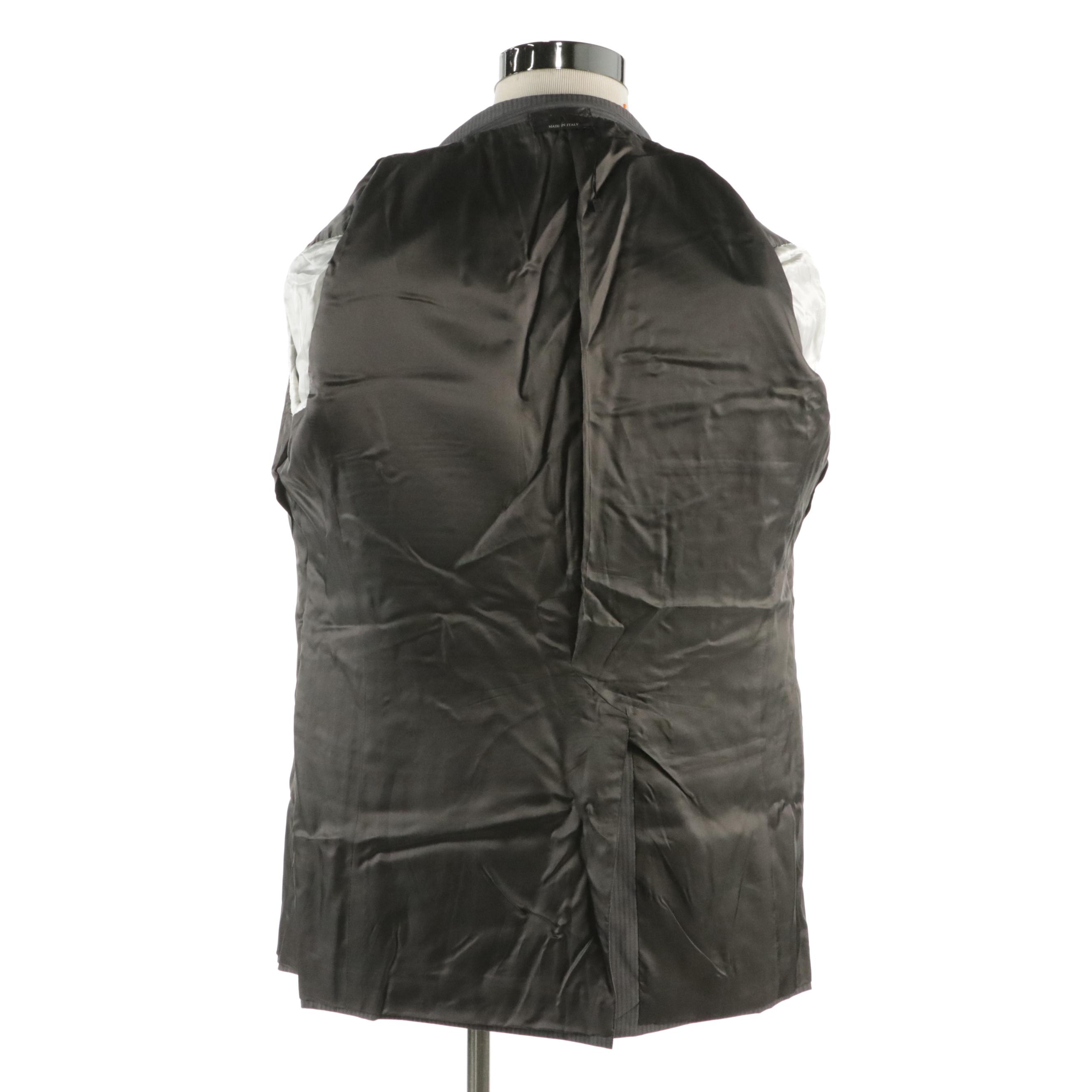 Men's Prada Blazer in Gray Striped Wool and Silk Blend