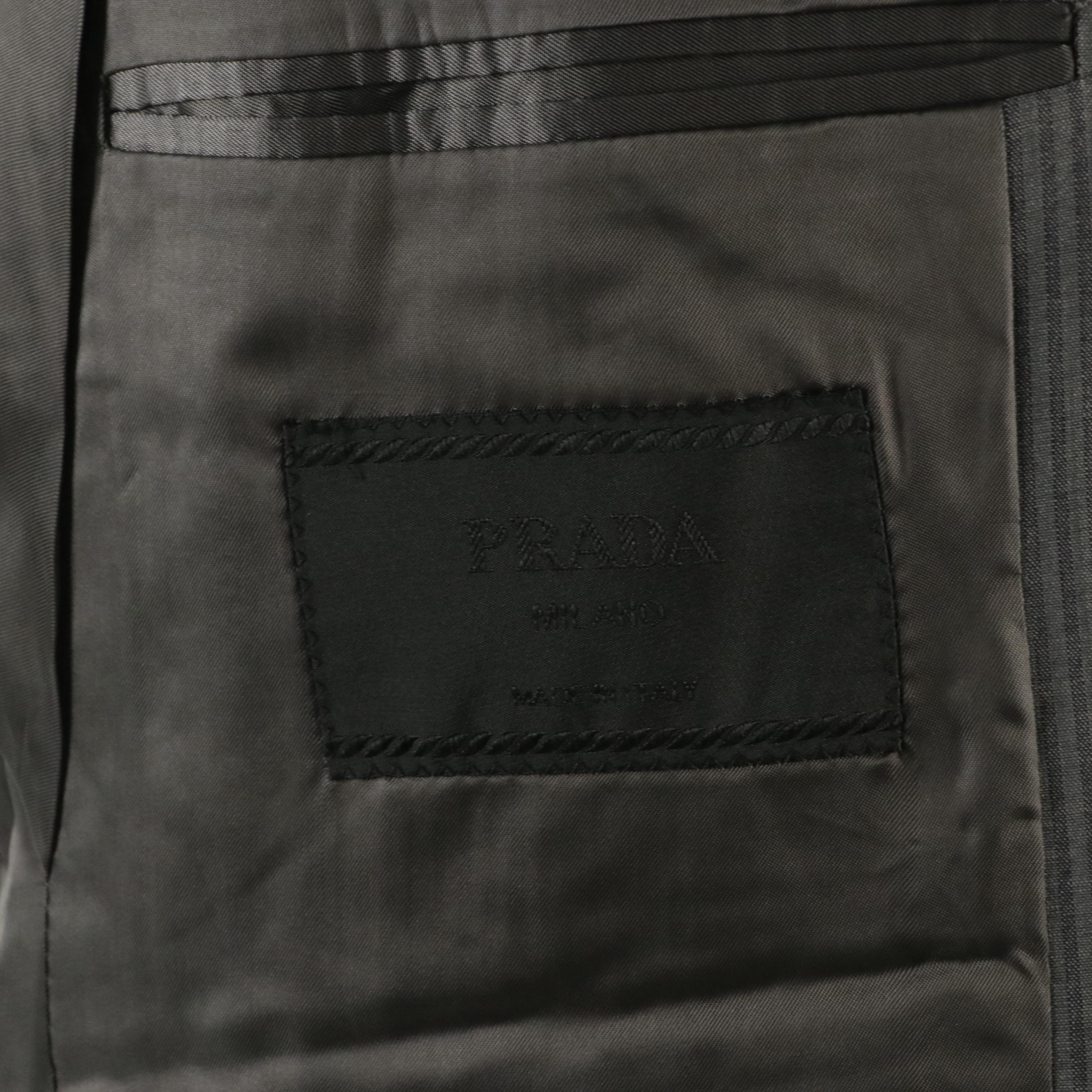 Men's Prada Blazer in Gray Striped Wool and Silk Blend