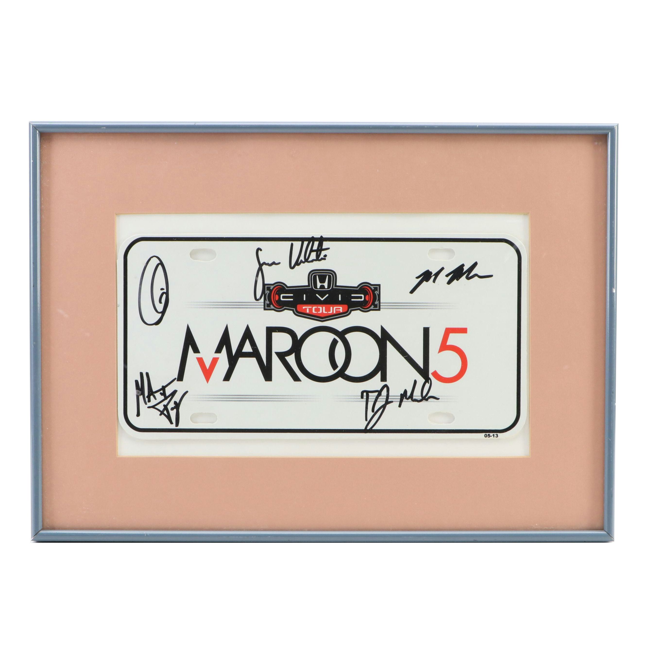 Signed Maroon 5 Honda Civic Tour Licence Plate, 2013