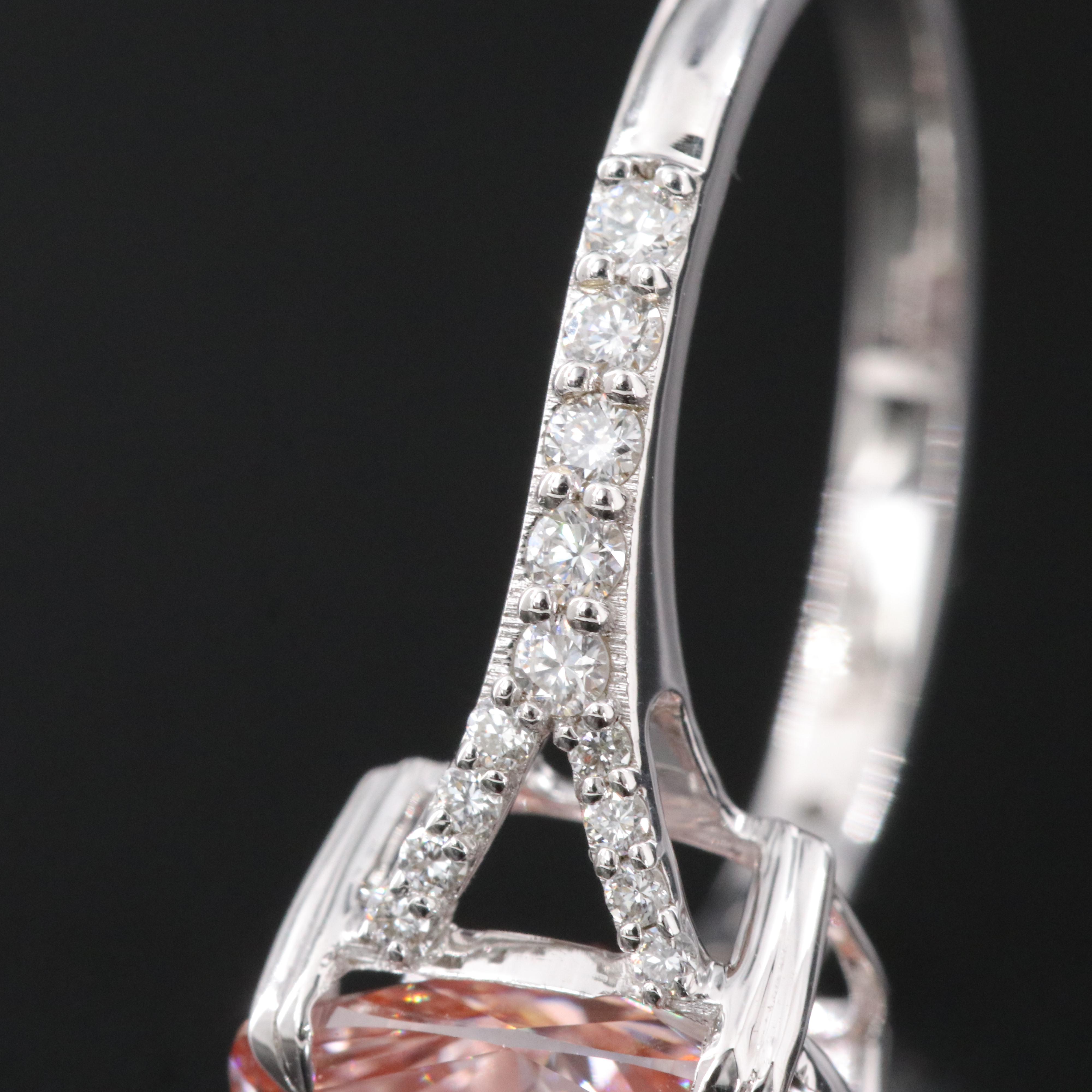 14K 3.32 CTW Lab Grown Diamond Ring with Fancy Pink Center and IGI Report