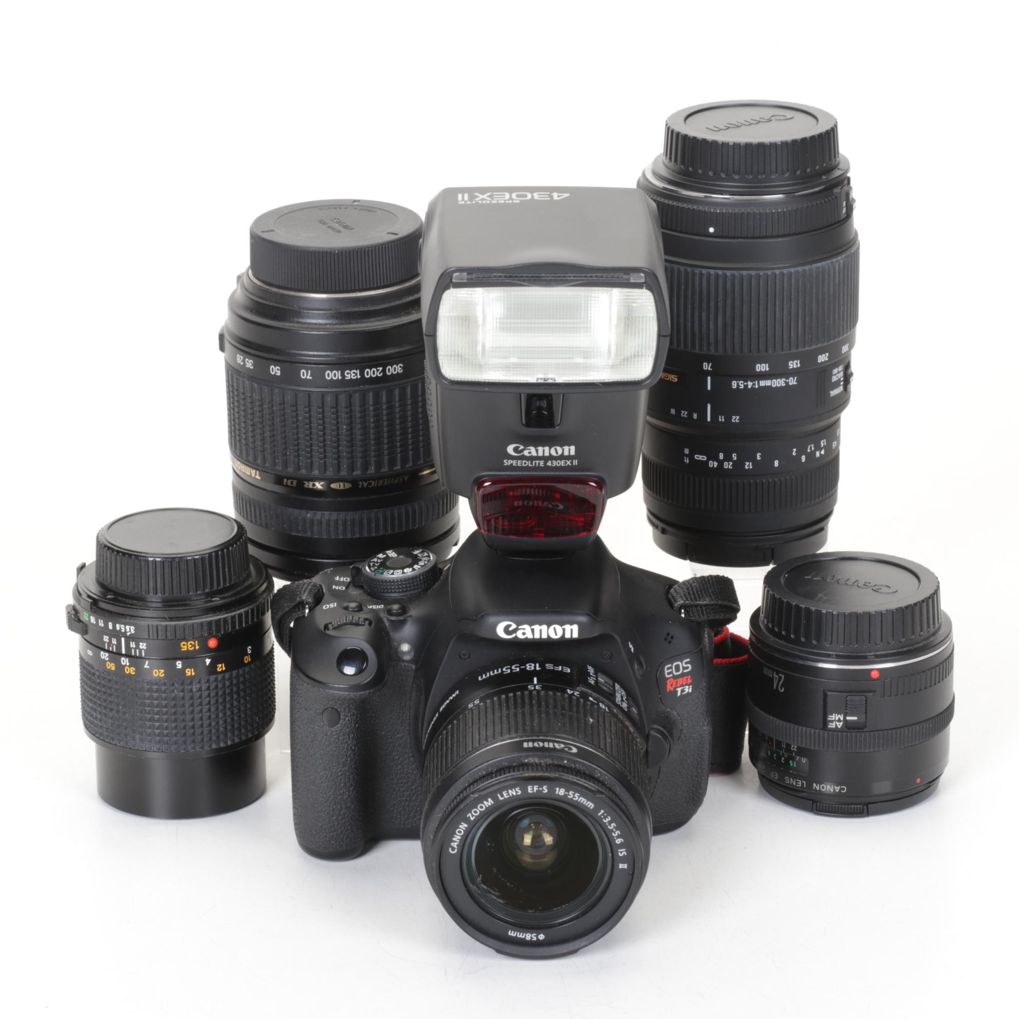 Canon EOS Rebel T3i Camera Body with Minolta, Sigma, Canon & More Lenses