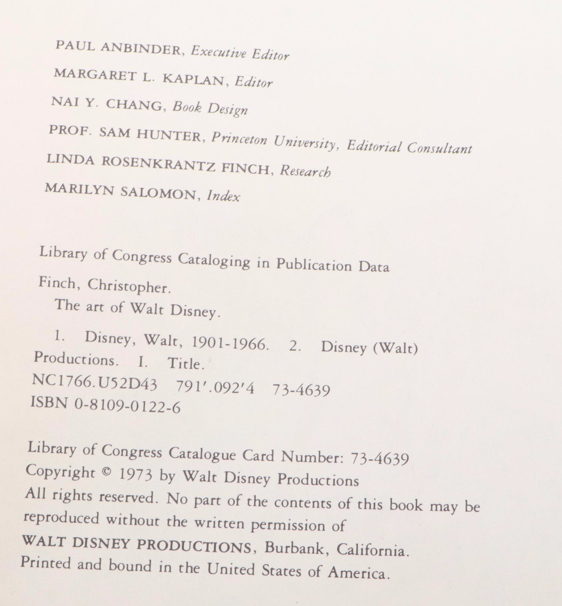 First Edition "The Art of Walt Disney" by Christopher Finch, 1973